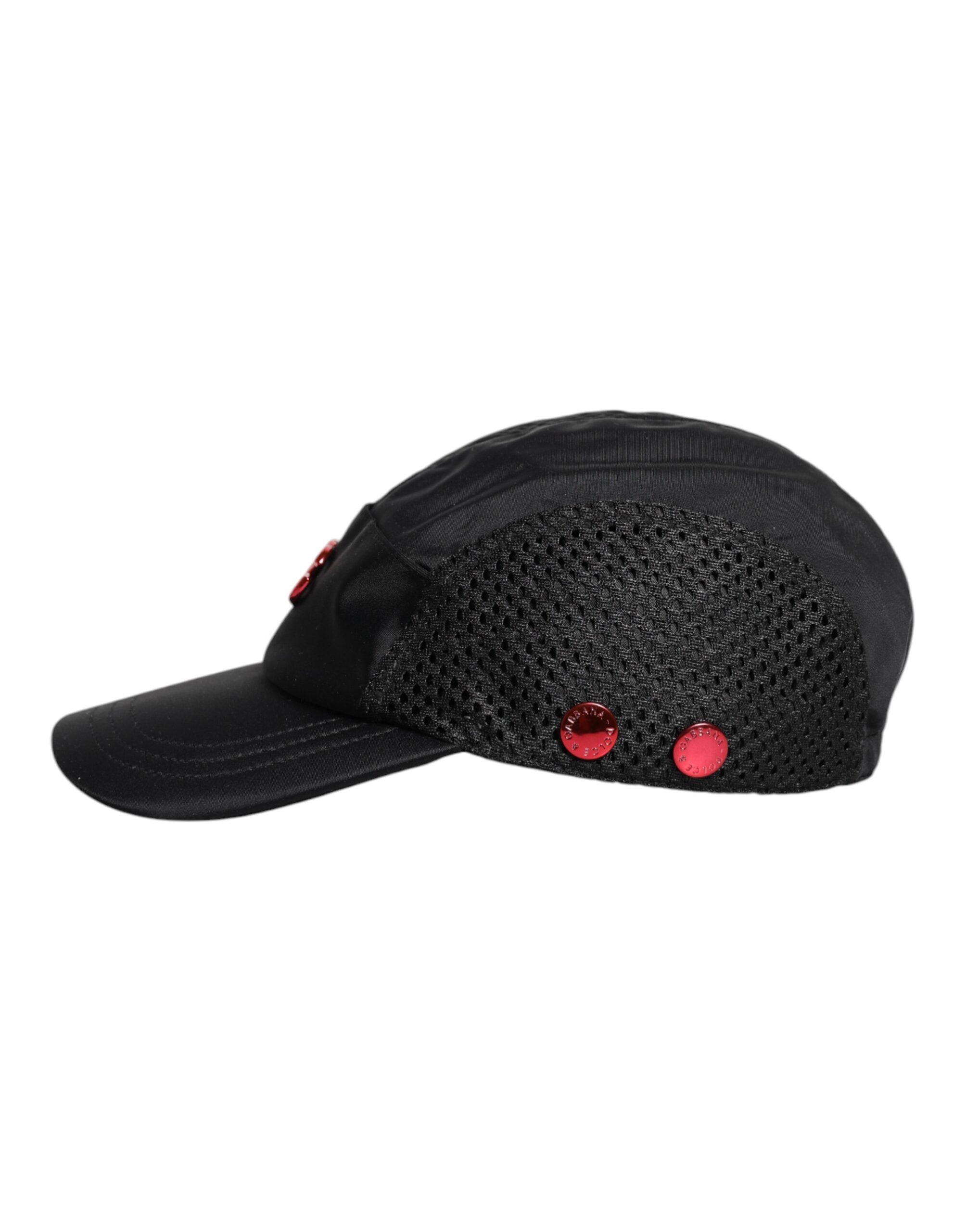 Dolce &amp; Gabbana – Schwarze Baseballkappe aus Nylon mit DG-Logo und 6 Paneelen