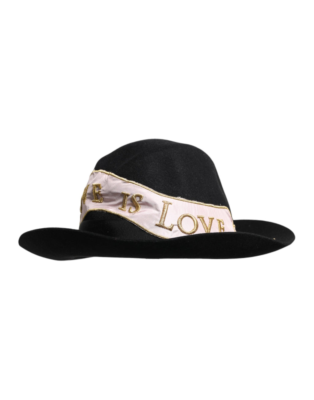 Chapeau à large bord pour femme Dolce &amp; Gabbana avec logo noir brodé