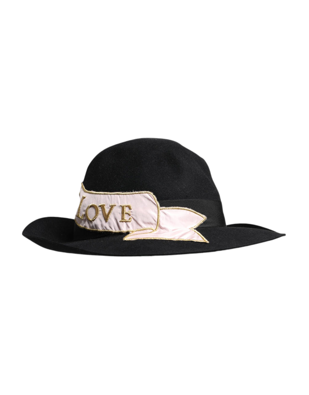 Chapeau à large bord pour femme Dolce &amp; Gabbana avec logo noir brodé