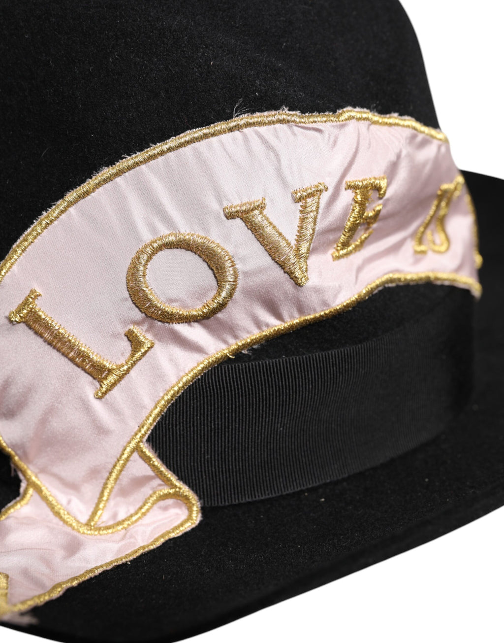 Chapeau à large bord pour femme Dolce &amp; Gabbana avec logo noir brodé