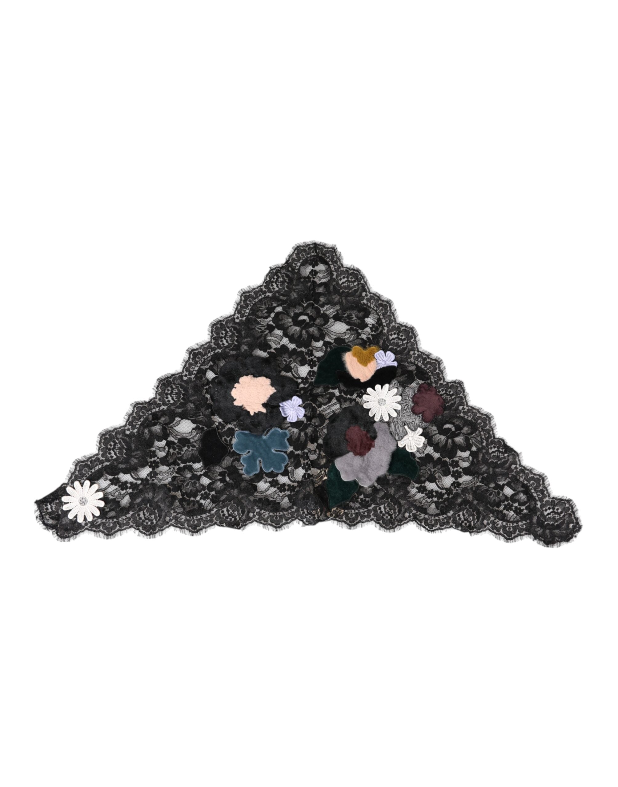 Dolce &amp; Gabbana – Schwarzer Schleierhut aus Baumwolle mit Blumenapplikation