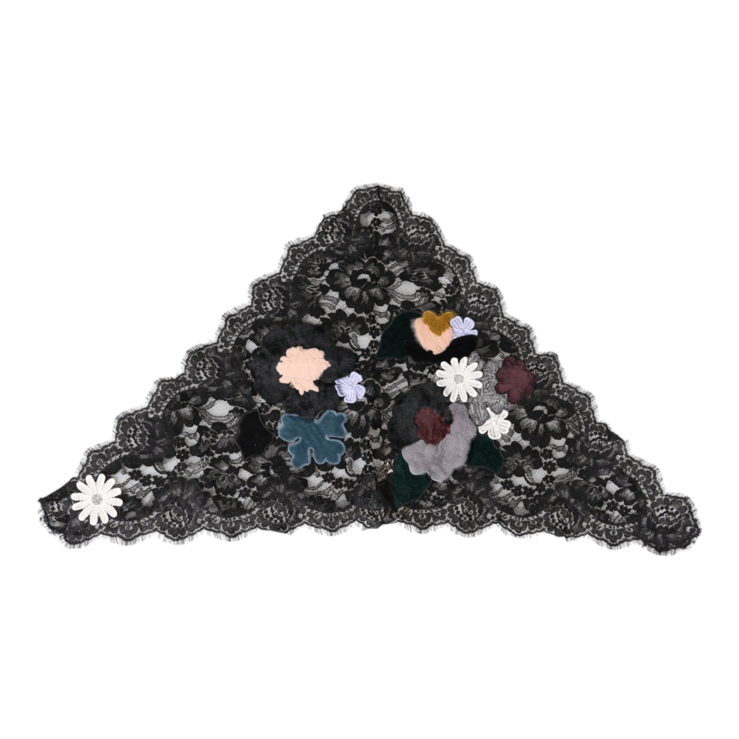 Dolce &amp; Gabbana – Schwarzer Schleierhut aus Baumwolle mit Blumenapplikation