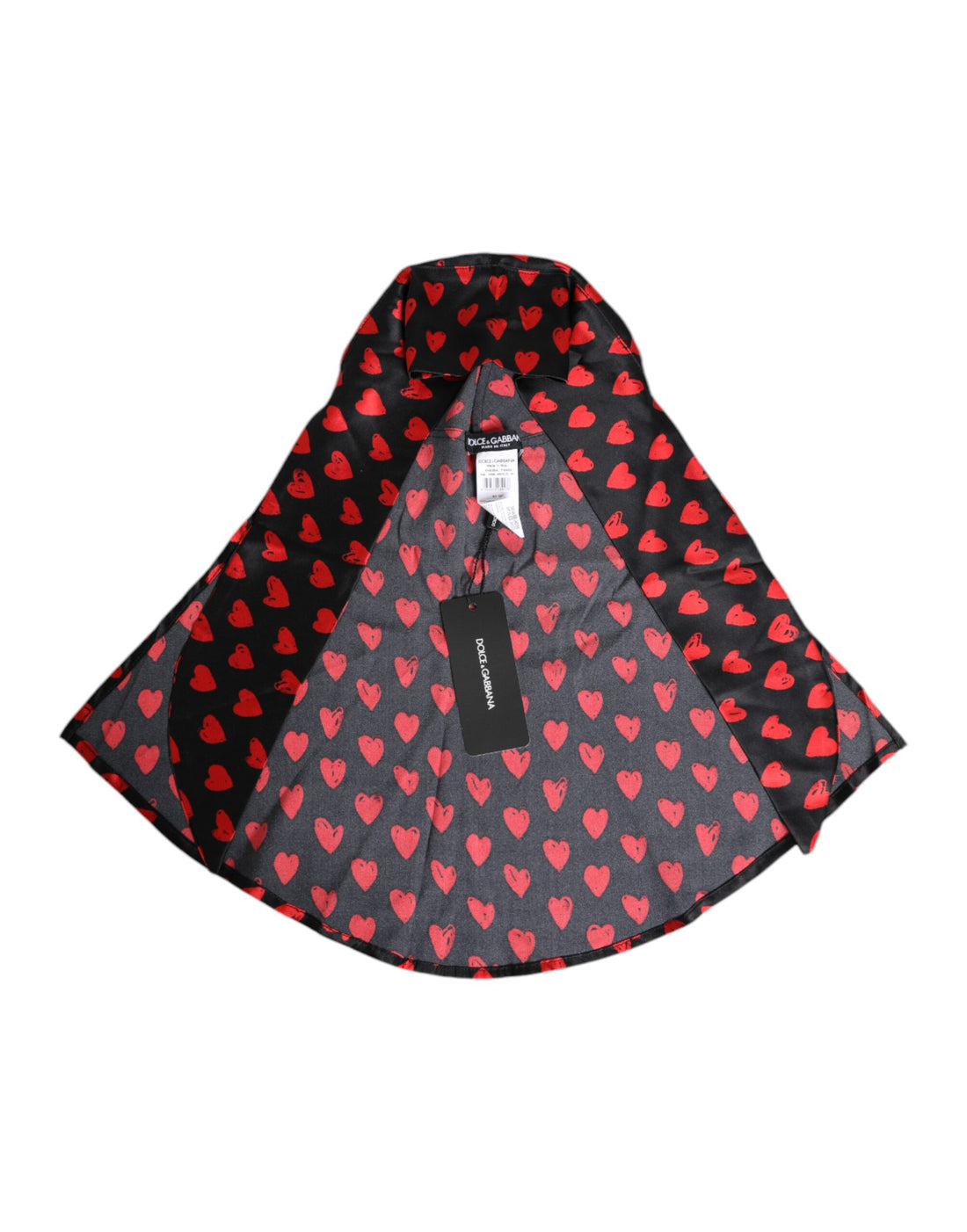 Dolce &amp; Gabbana Schwarz-rote Polyestermütze mit Herzen