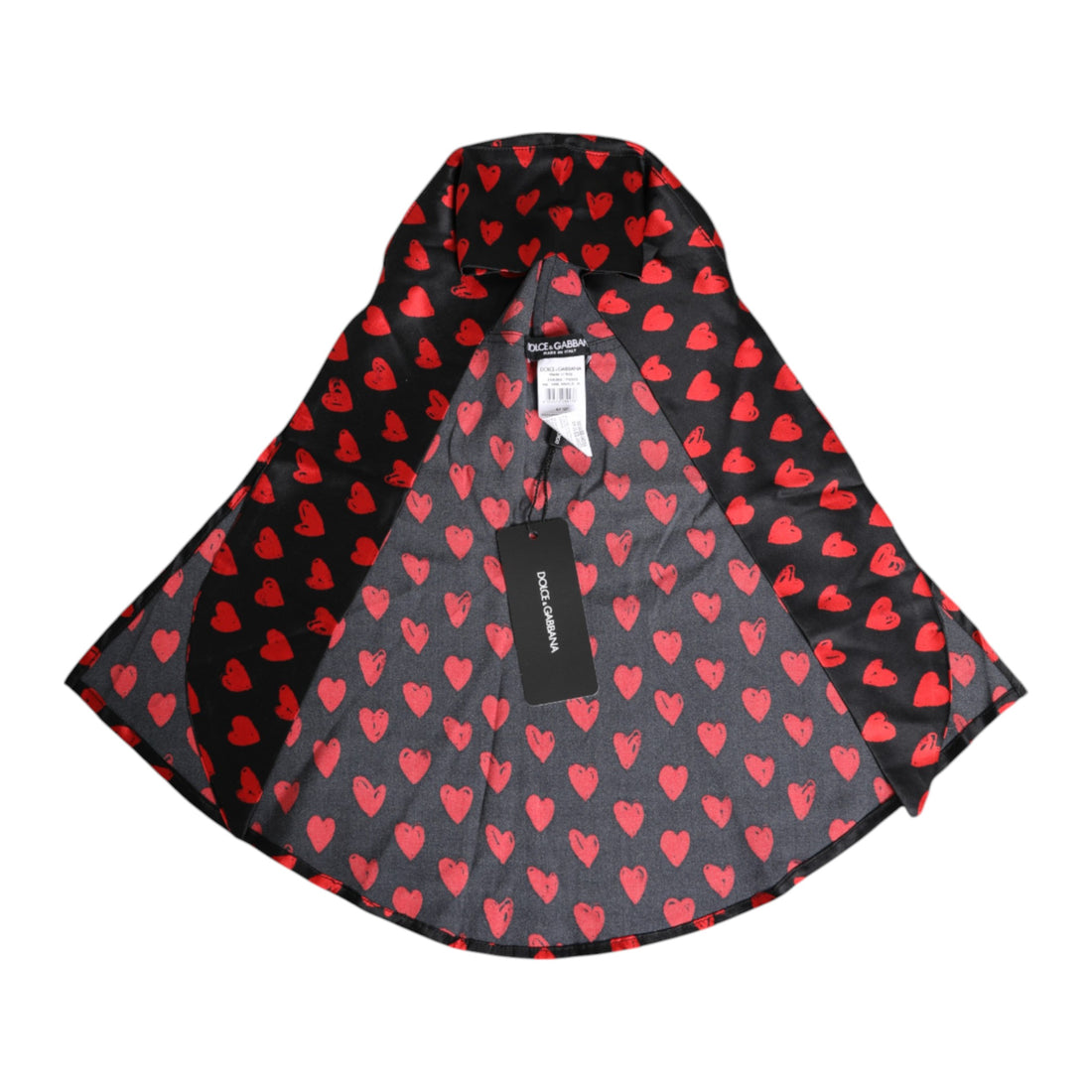 Dolce &amp; Gabbana Schwarz-rote Polyestermütze mit Herzen
