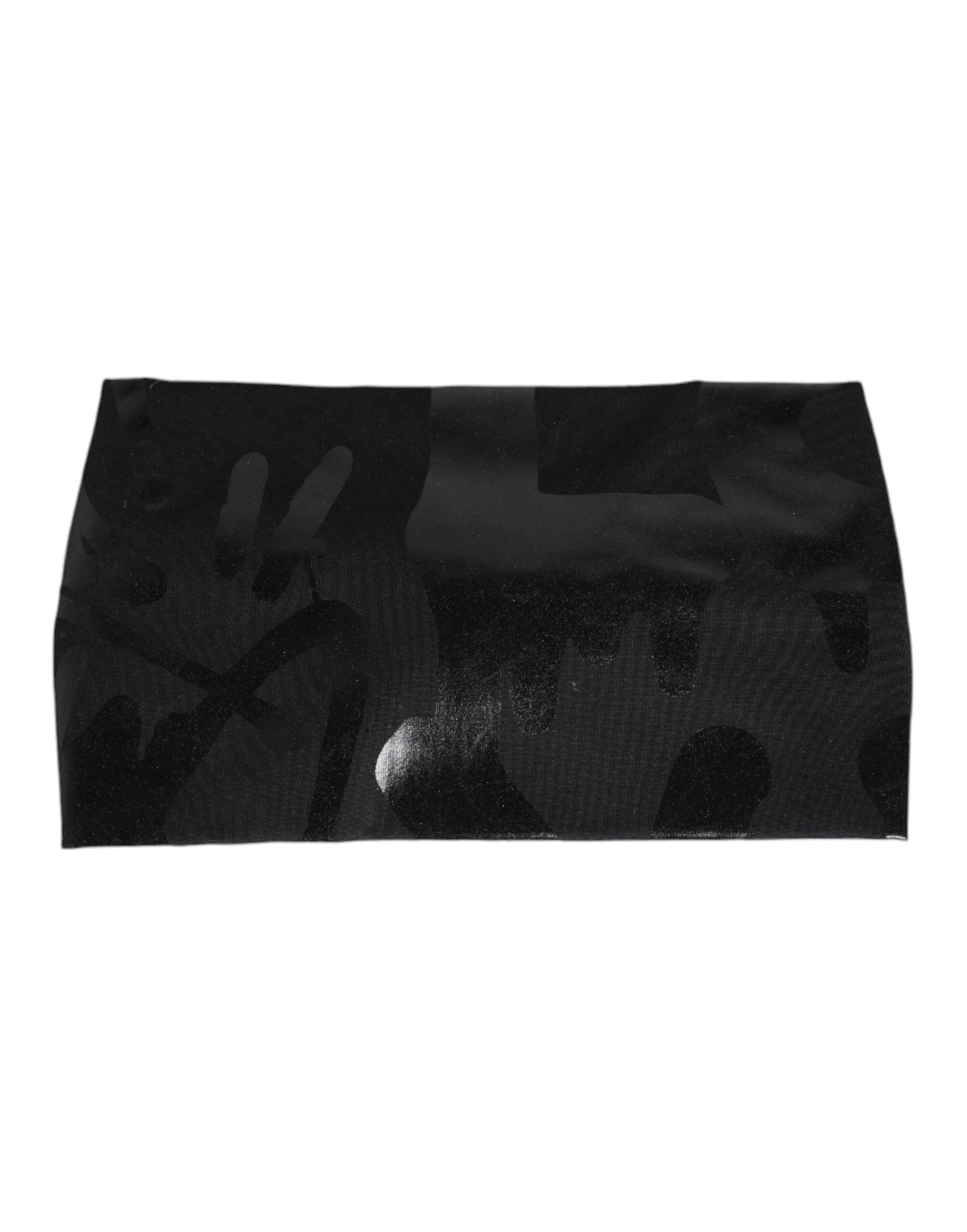 Dolce &amp; Gabbana – Schwarzes Nylon-Stretch-Stirnband mit DG-Logo