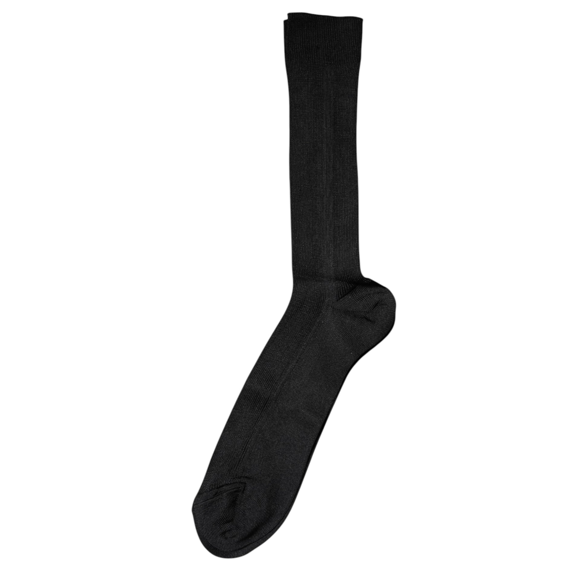 Dolce &amp; Gabbana – Wadenlange Herrensocken aus schwarzer Baumwolle mit DG-Logo