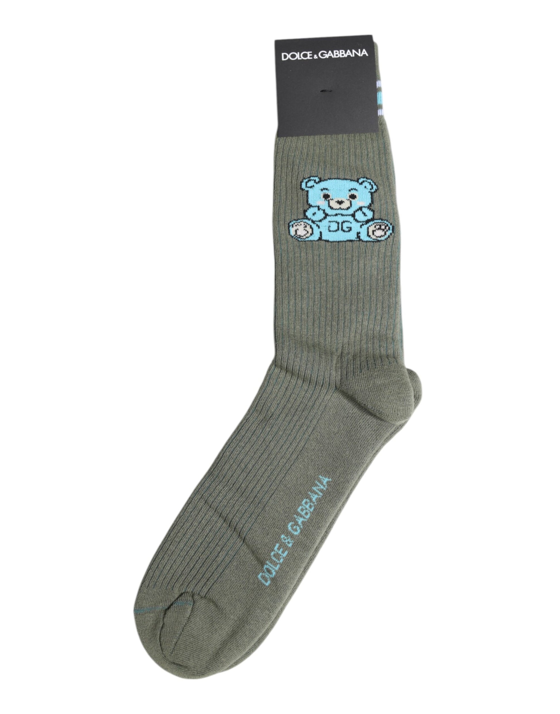 Dolce &amp; Gabbana Graue Baumwollsocken mit DG-Bärenprint