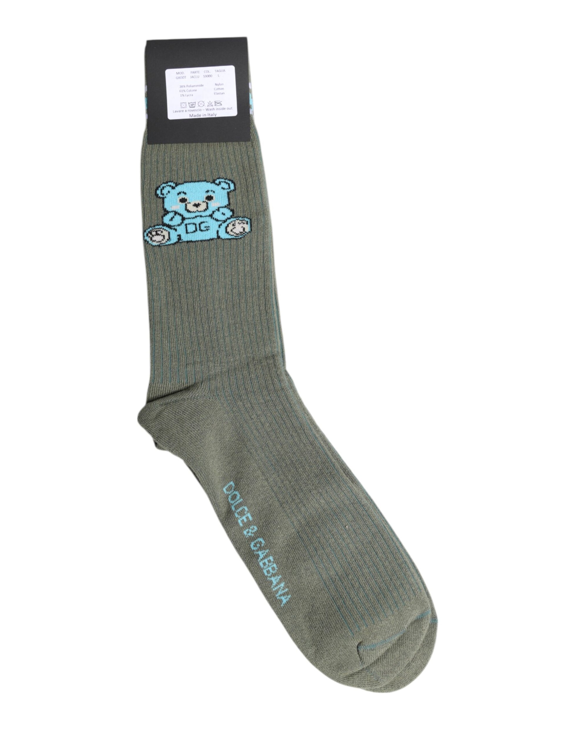 Dolce &amp; Gabbana Graue Baumwollsocken mit DG-Bärenprint