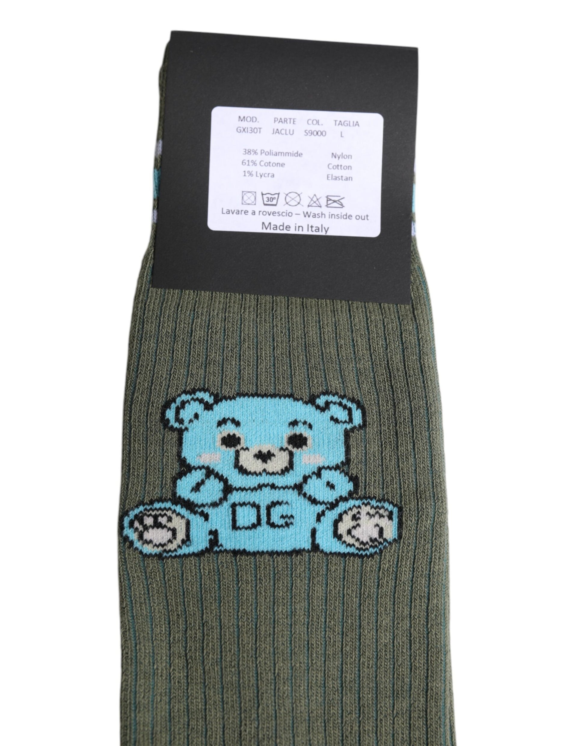 Dolce &amp; Gabbana Graue Baumwollsocken mit DG-Bärenprint