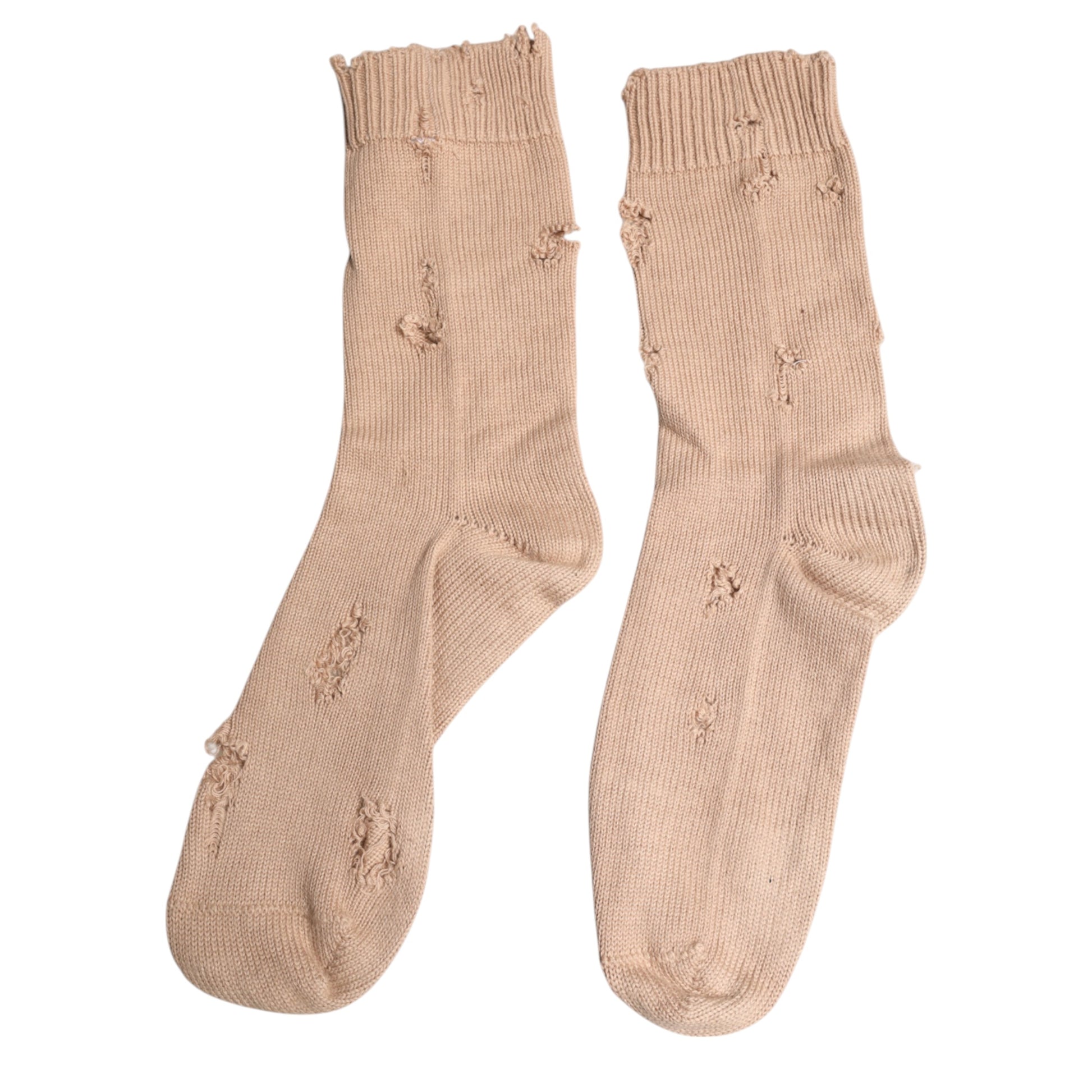 Dolce &amp; Gabbana Beige Solid Stretch Mid Calf Herren Socken