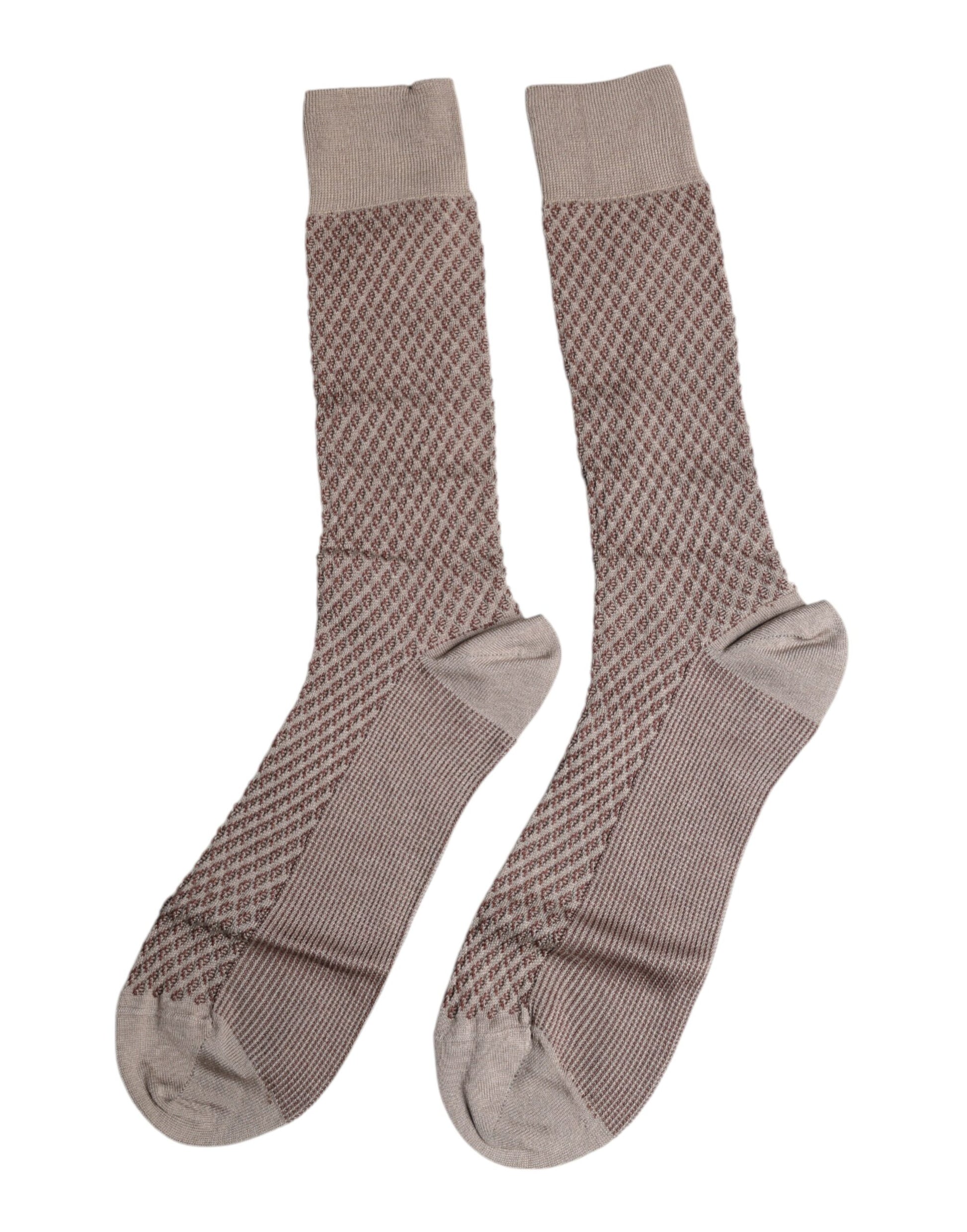 Dolce &amp; Gabbana – Wadenlange Herrensocken mit einfarbigem DG-Logo in Braun