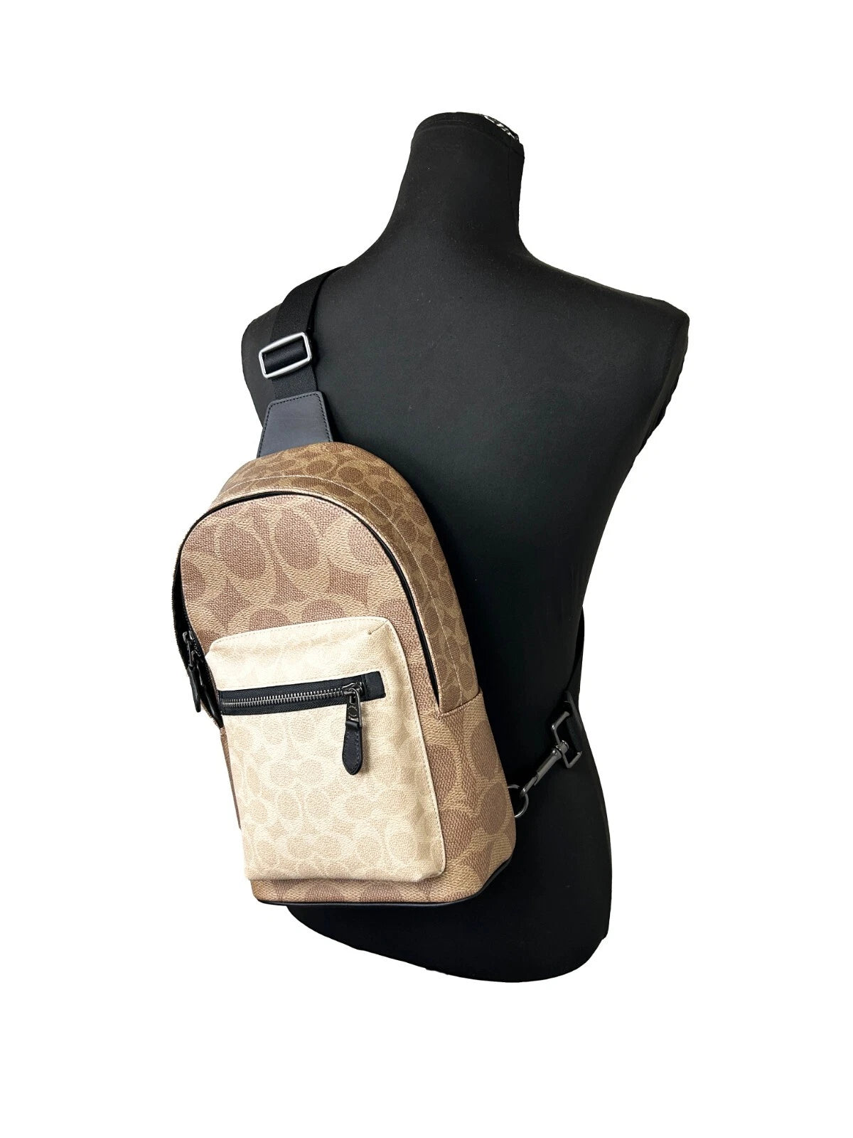 Sac à dos à bandoulière en cuir COACH West Color Block Sable