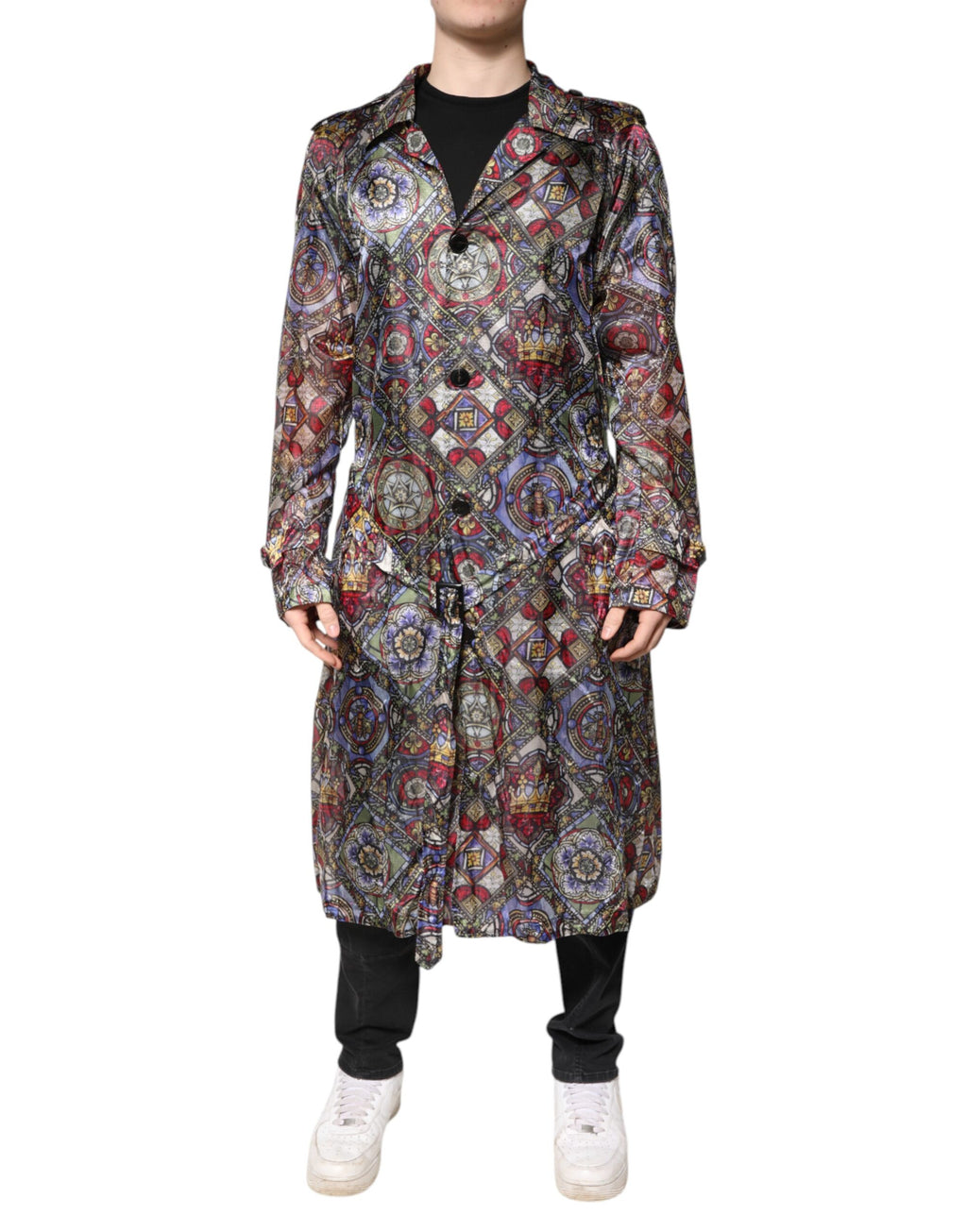 Dolce &amp; Gabbana – Mehrfarbige Trenchcoatjacke mit königlicher Bienenkrone