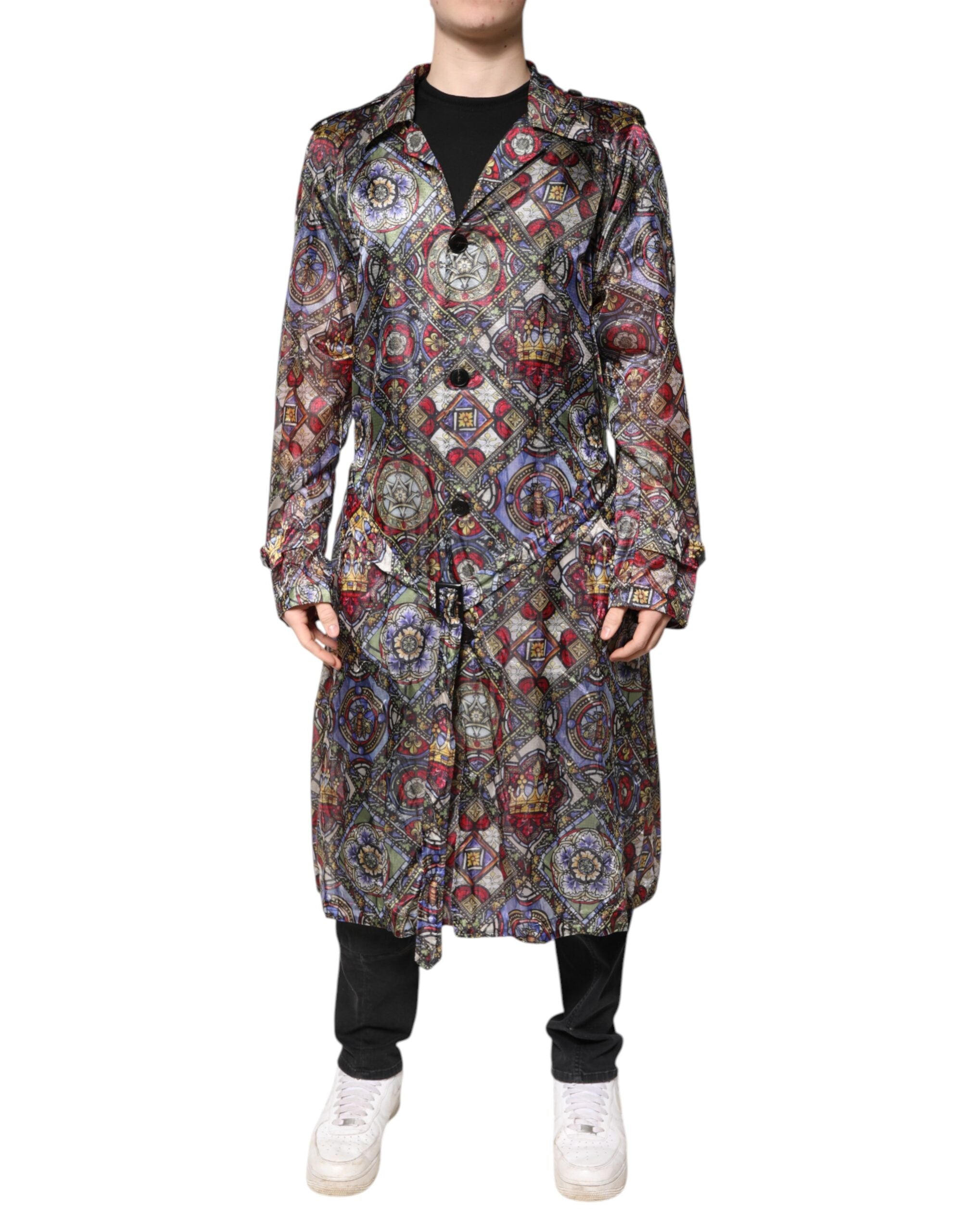 Dolce &amp; Gabbana – Mehrfarbige Trenchcoatjacke mit königlicher Bienenkrone
