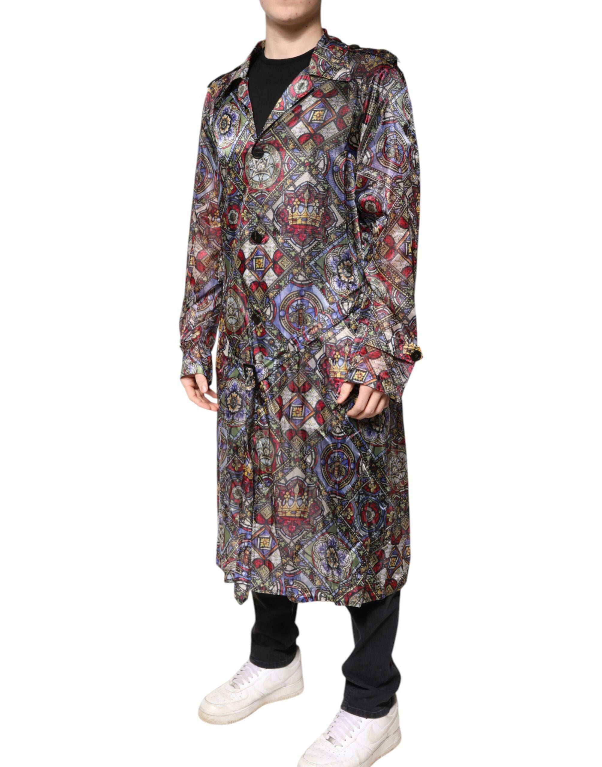 Dolce &amp; Gabbana – Mehrfarbige Trenchcoatjacke mit königlicher Bienenkrone