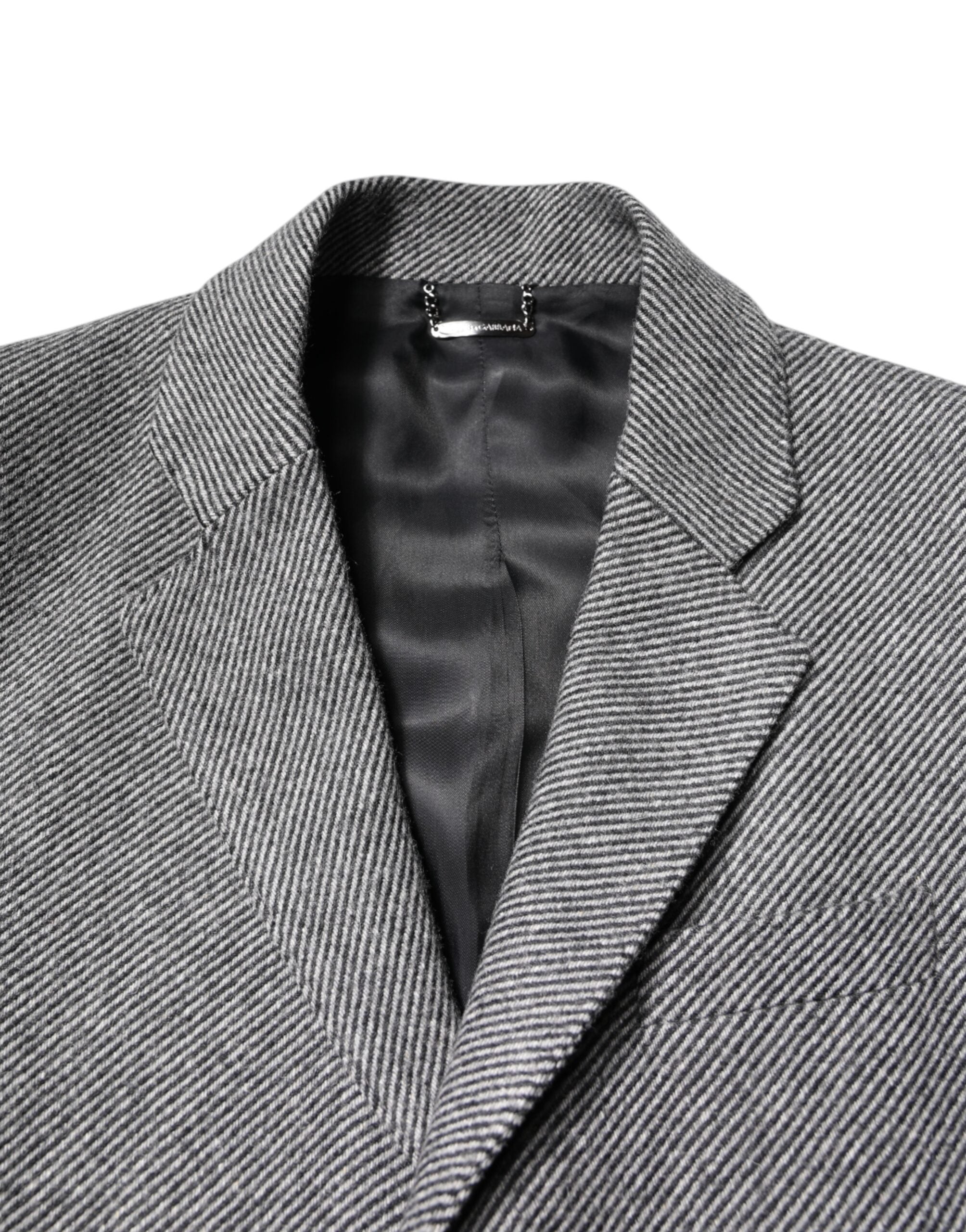 Trench-coat simple boutonnage en laine grise Dolce &amp; Gabbana