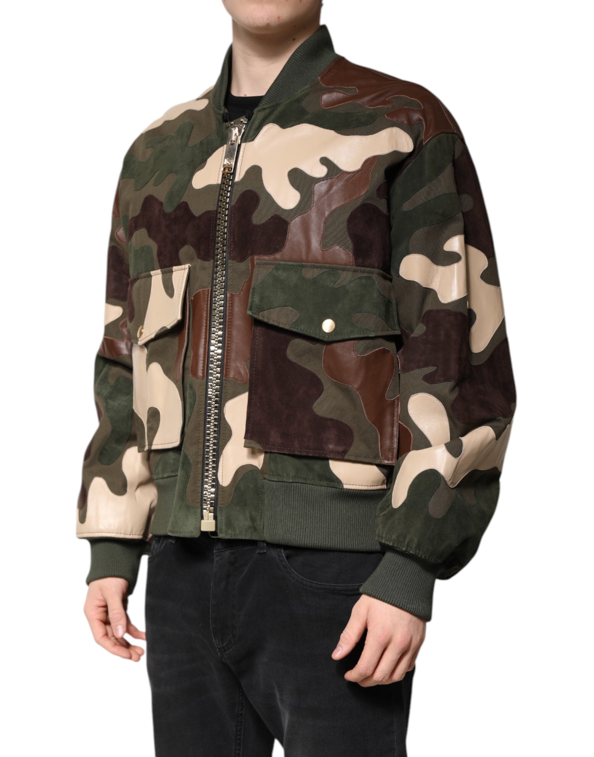 Dolce &amp; Gabbana - Blouson aviateur en coton multicolore entièrement zippé