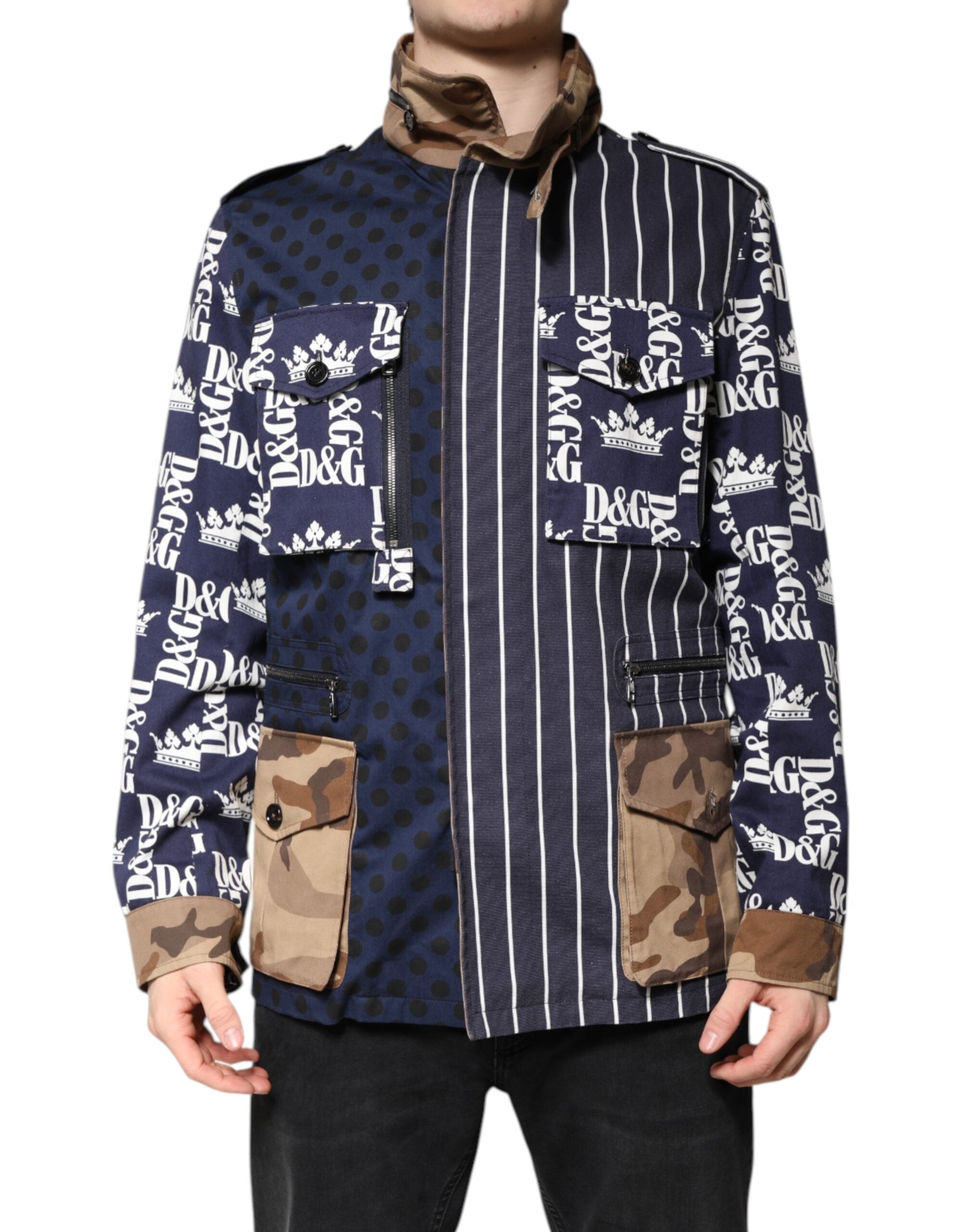 Dolce &amp; Gabbana Manteau en coton multicolore avec logo patchwork
