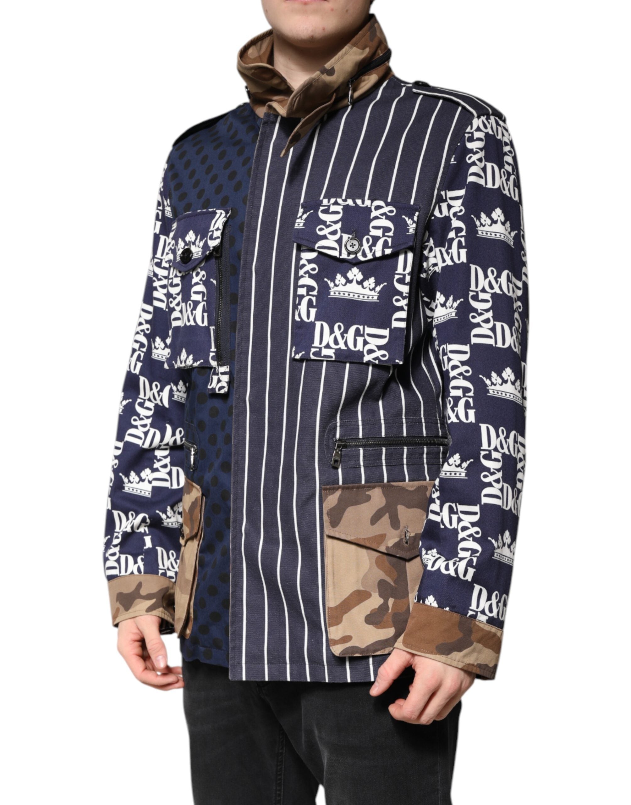Dolce &amp; Gabbana Manteau en coton multicolore avec logo patchwork