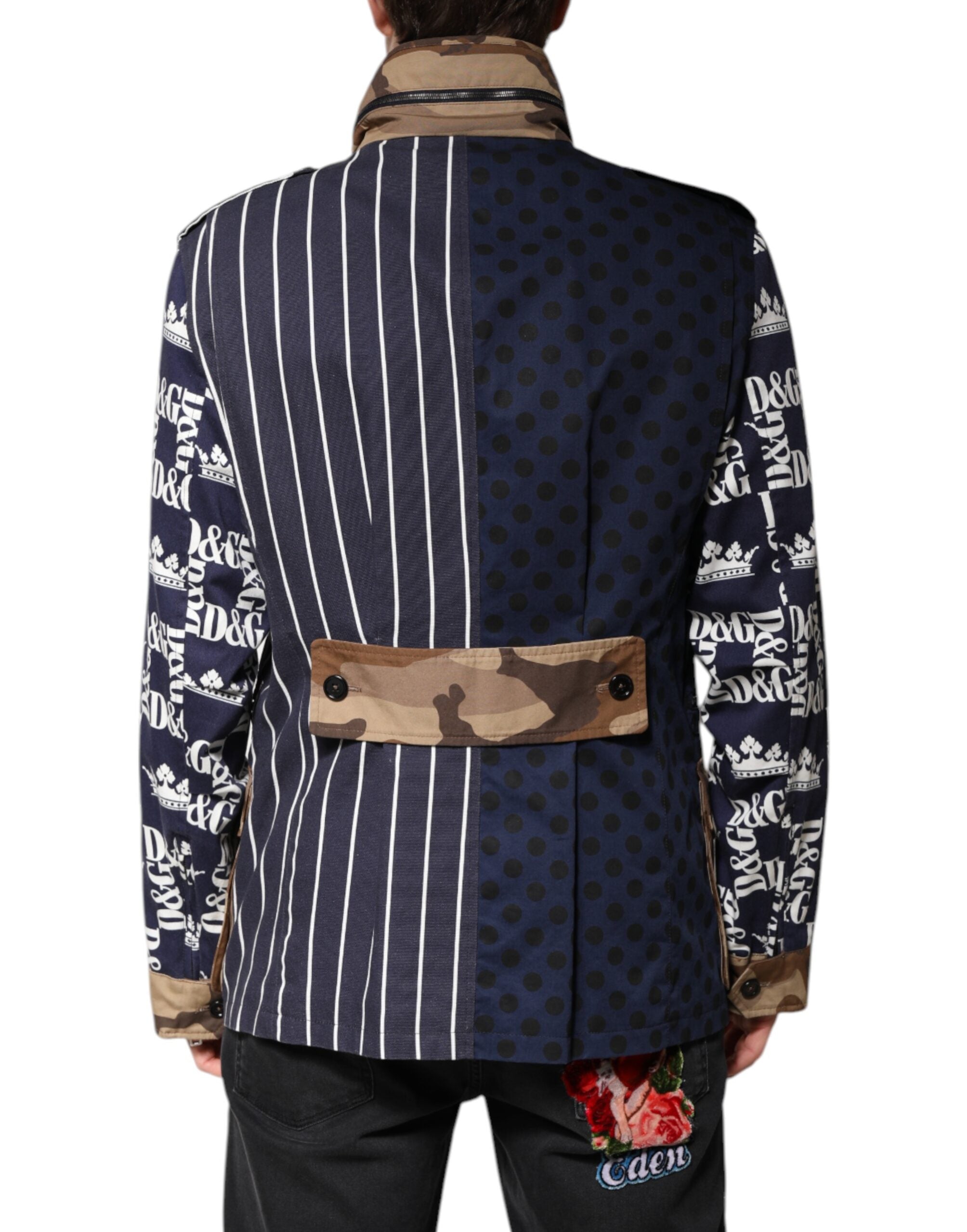 Dolce &amp; Gabbana Manteau en coton multicolore avec logo patchwork