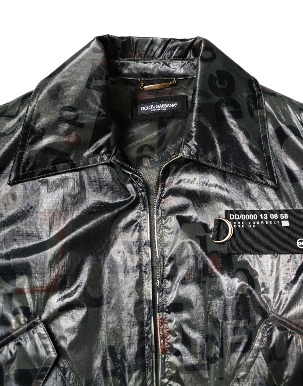Dolce &amp; Gabbana – Grüne Bomberjacke mit durchgehendem Reißverschluss und DG-Logoprint