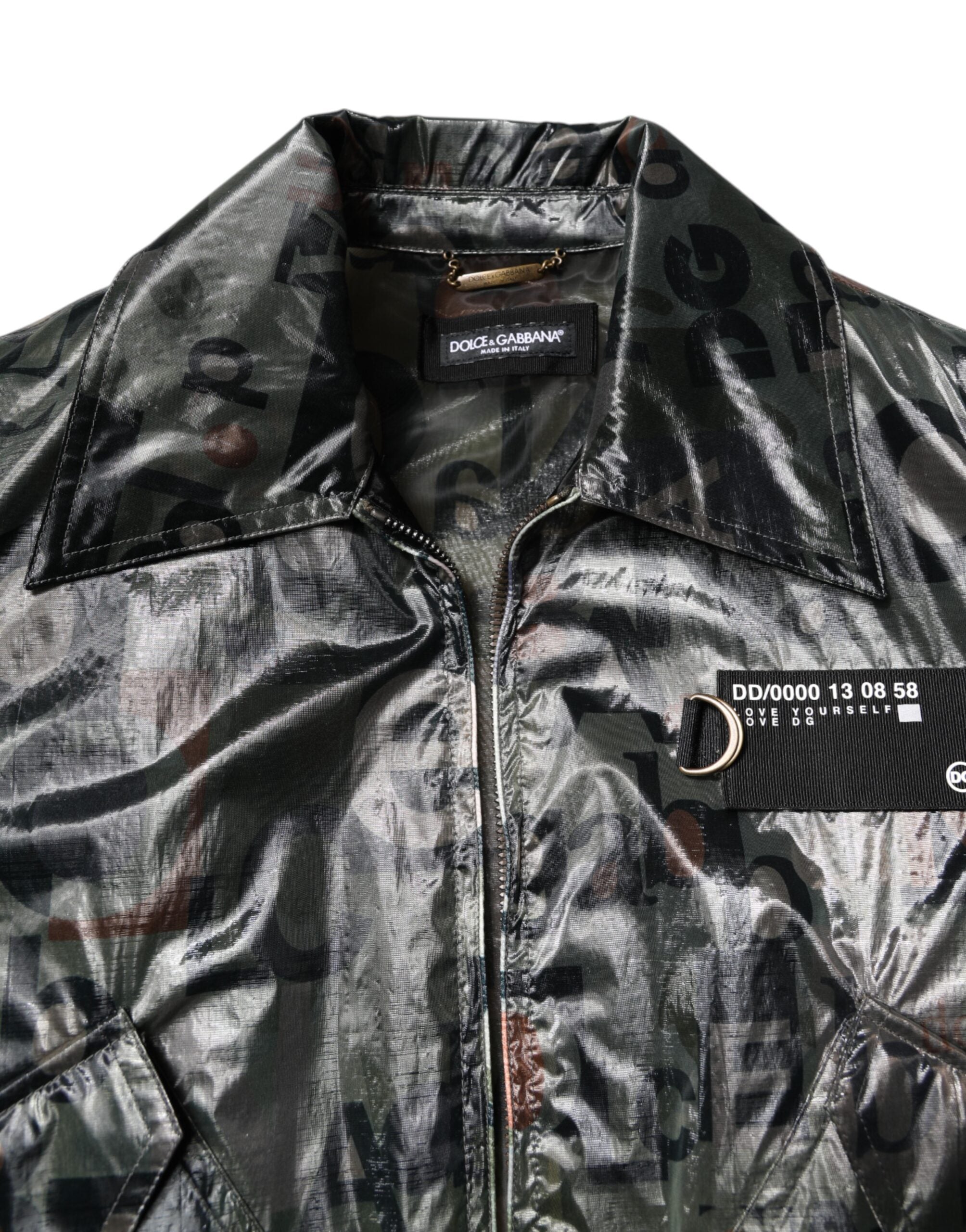 Dolce &amp; Gabbana - Blouson aviateur vert à fermeture éclair et logo DG