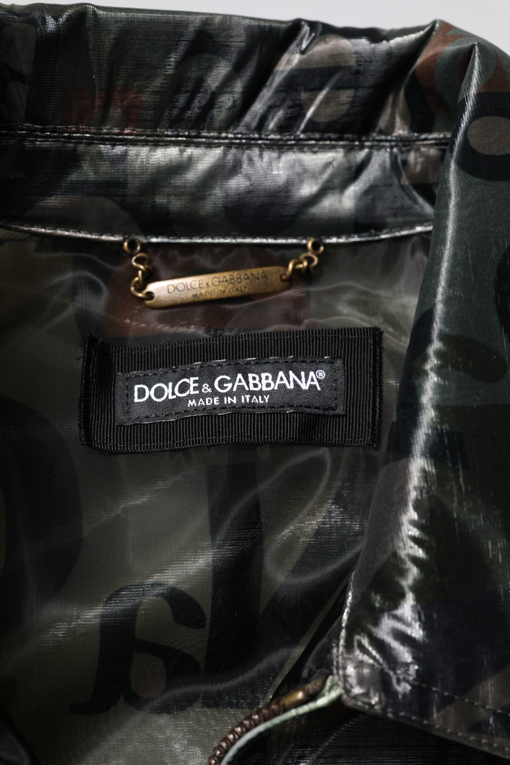 Dolce &amp; Gabbana - Blouson aviateur vert à fermeture éclair et logo DG