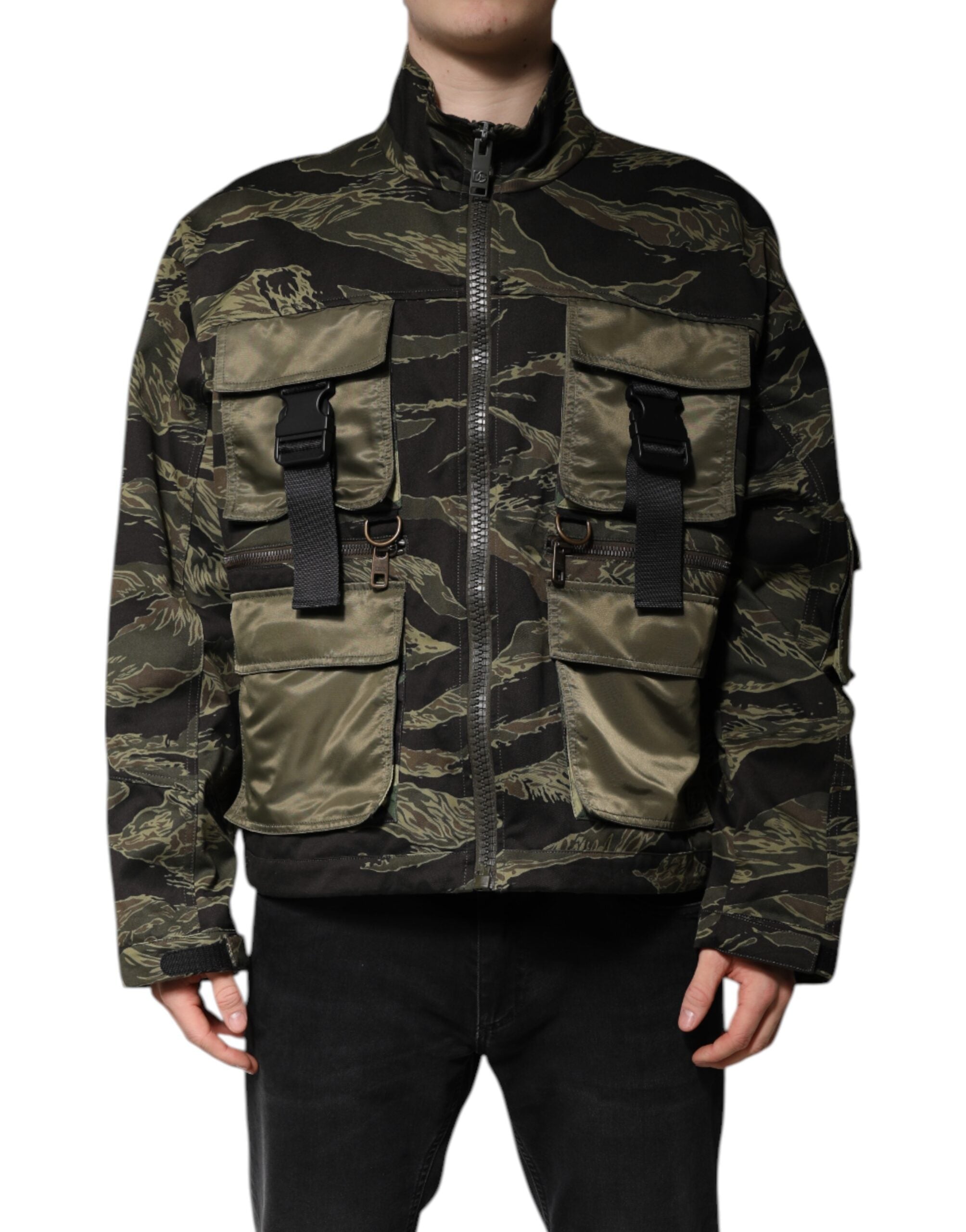 Dolce &amp; Gabbana Mehrfarbige Bomberjacke aus Baumwolle mit Camouflage-Muster