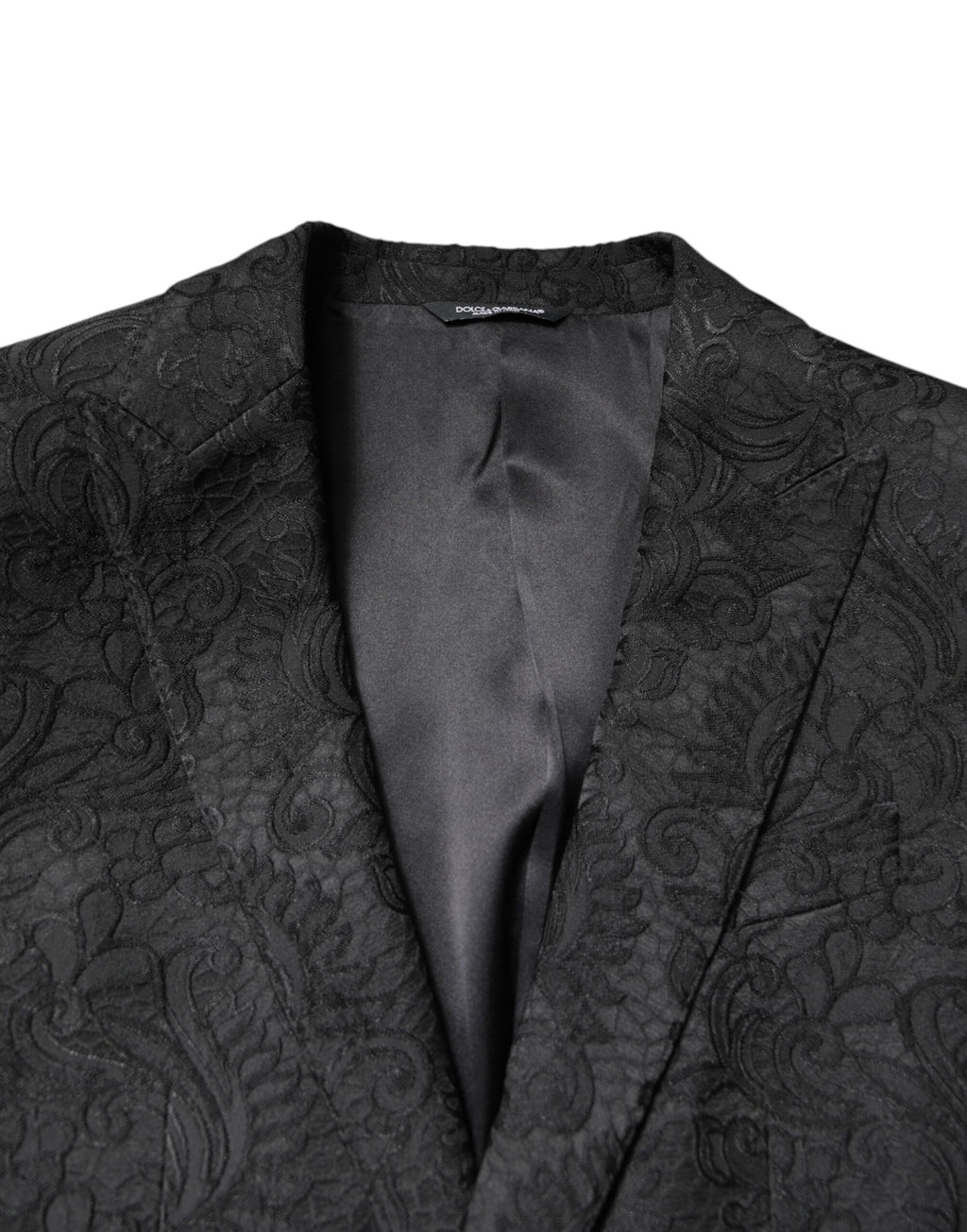 Dolce &amp; Gabbana Manteau Veste Blazer Jacquard Floral Noir