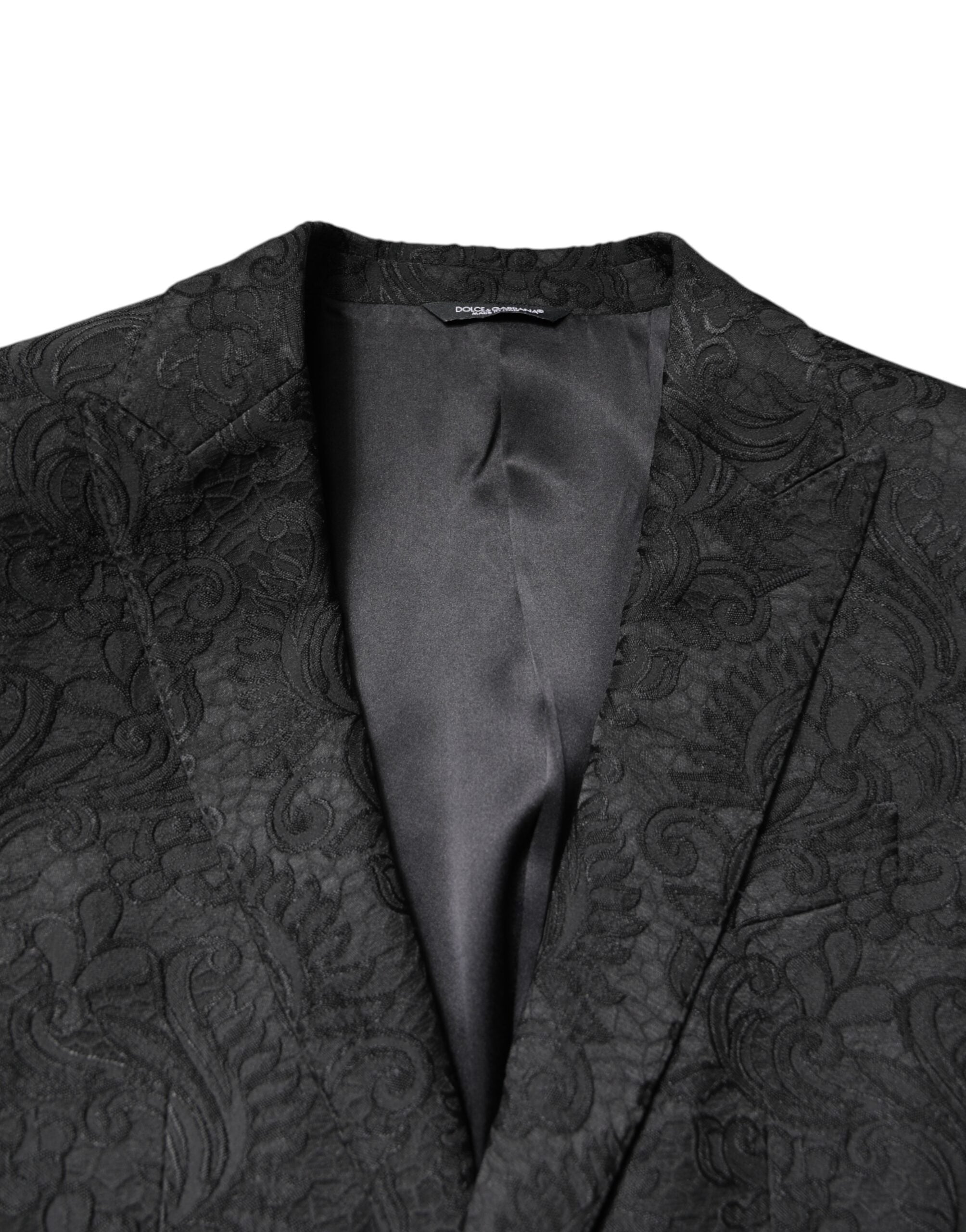 Dolce &amp; Gabbana Manteau Veste Blazer Jacquard Floral Noir