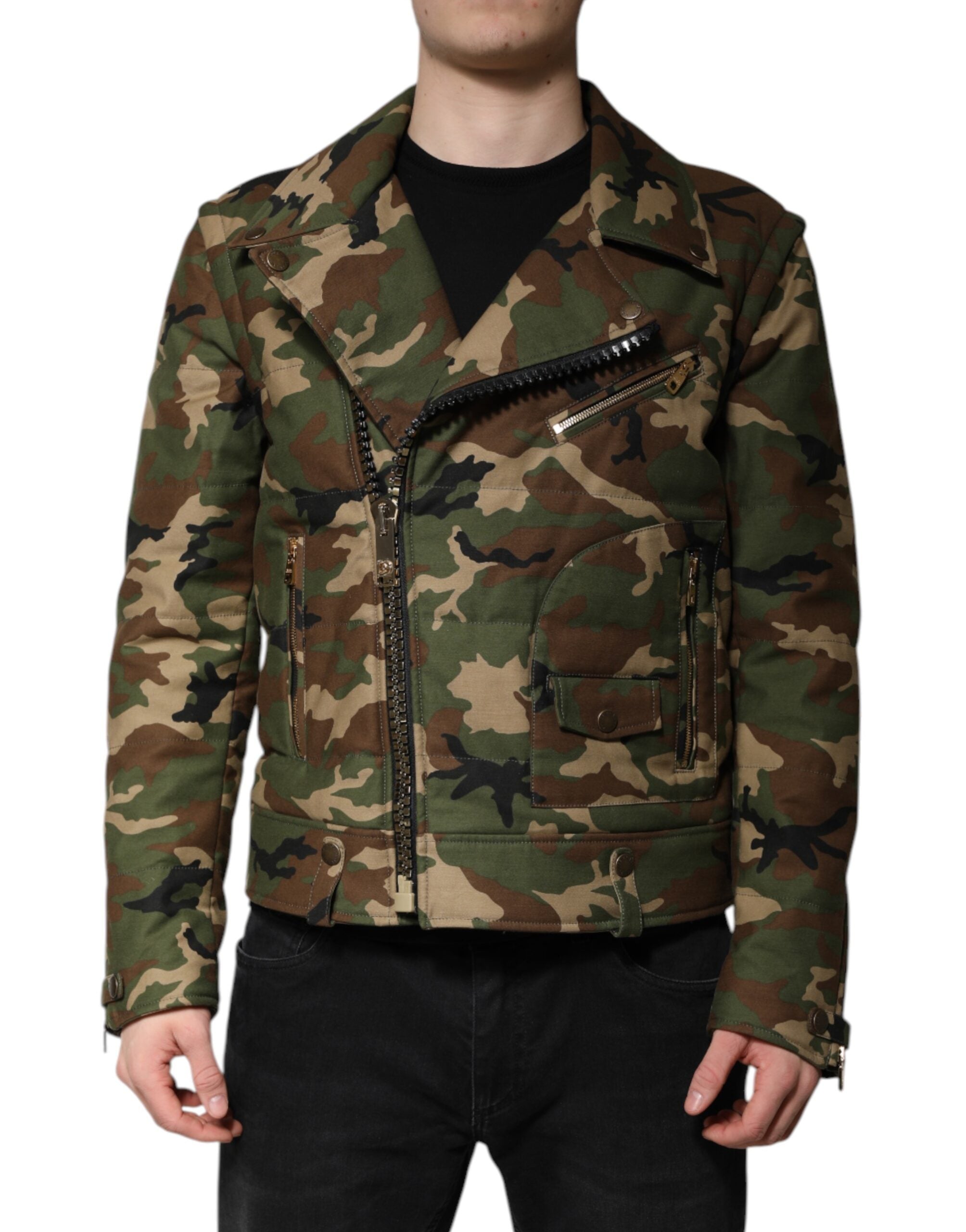 Dolce &amp; Gabbana – Mehrfarbige Bikerjacke aus Nylon mit Camouflage-Muster