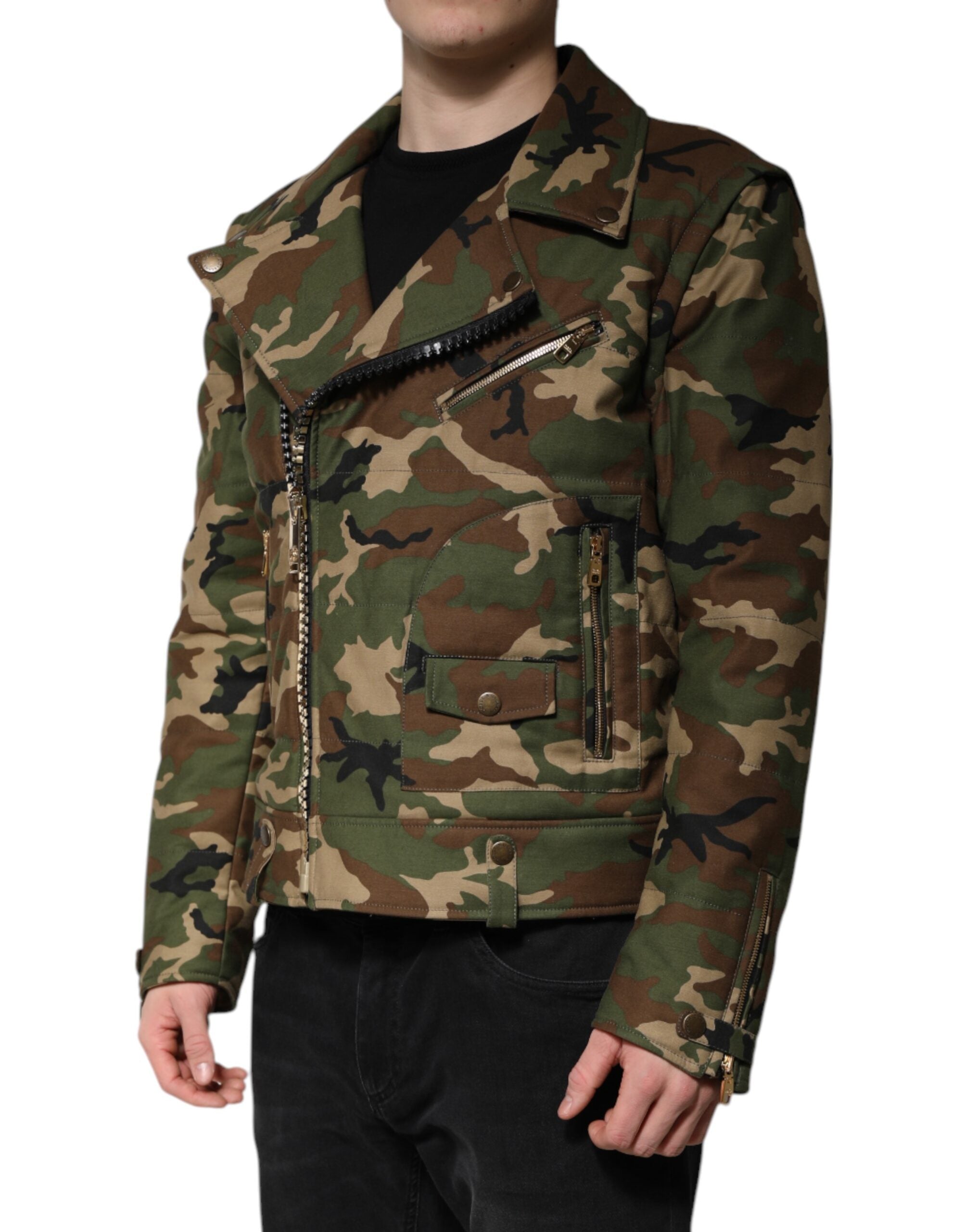 Dolce &amp; Gabbana – Mehrfarbige Bikerjacke aus Nylon mit Camouflage-Muster