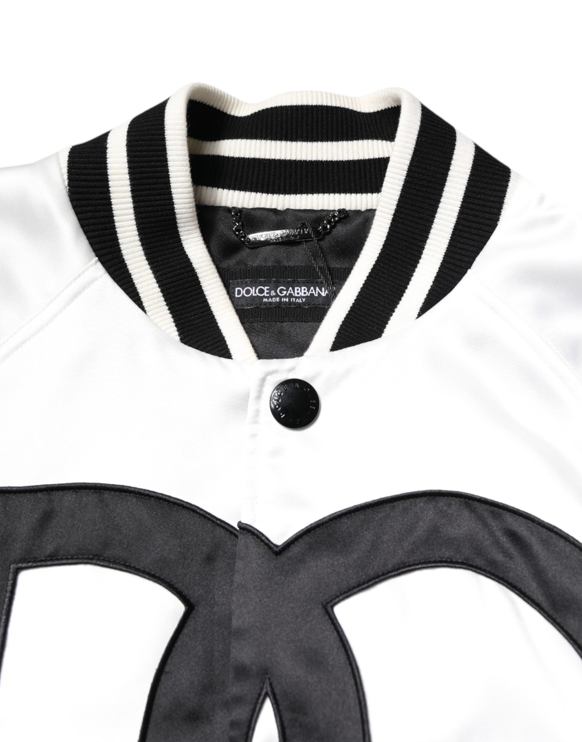 Dolce &amp; Gabbana – Weiße Bomberjacke aus Polyesterjersey mit DG-Logo