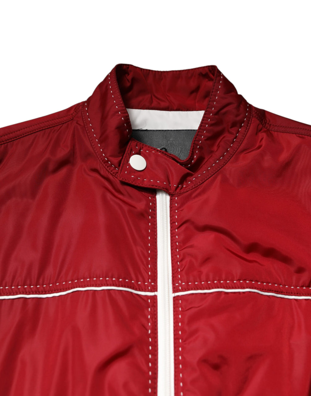 Dolce &amp; Gabbana – Rot-weiße Nylon-Bomberjacke mit durchgehendem Reißverschluss für Herren
