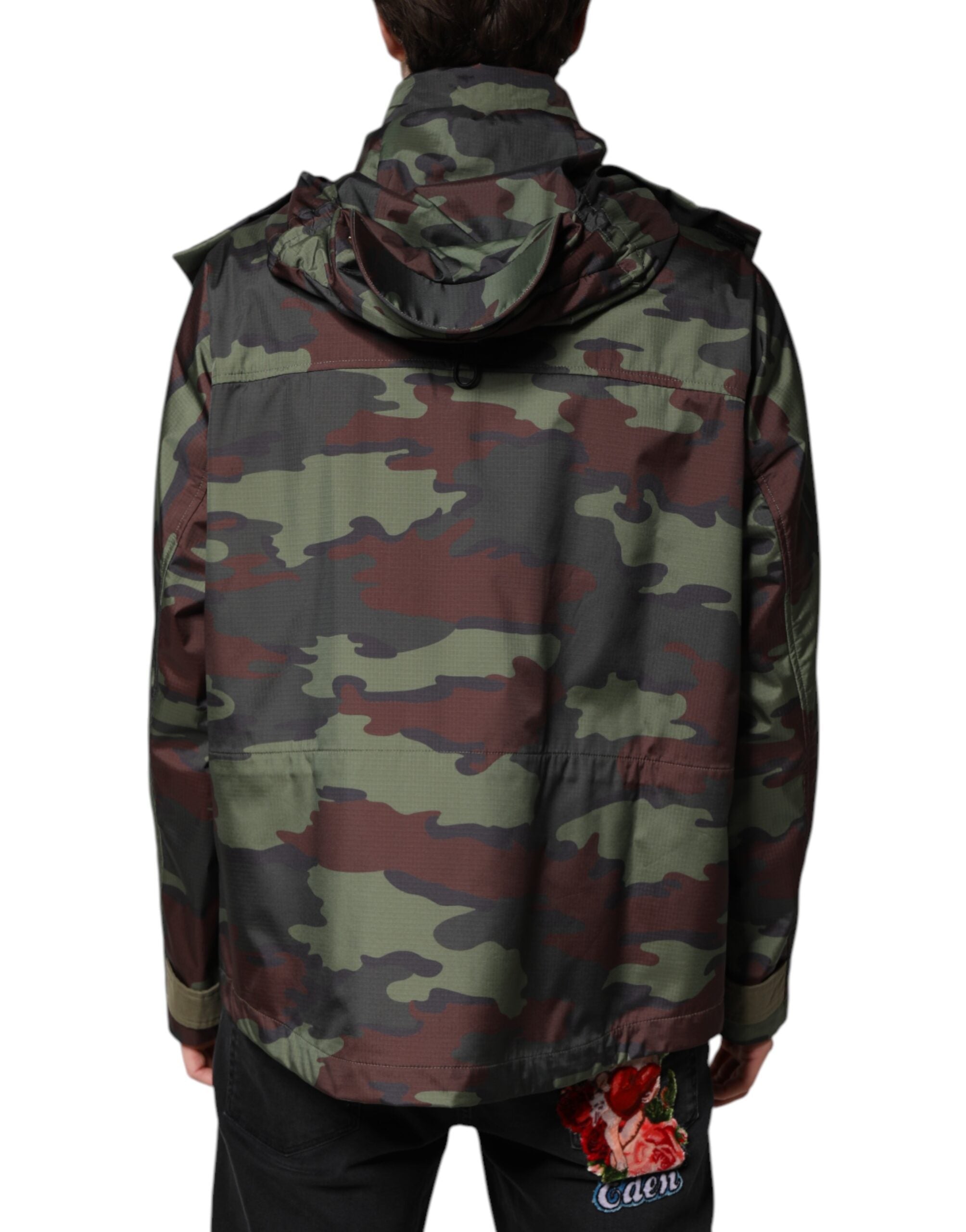 Dolce &amp; Gabbana – Mehrfarbige Camouflage-Kapuzenjacke mit Knöpfen
