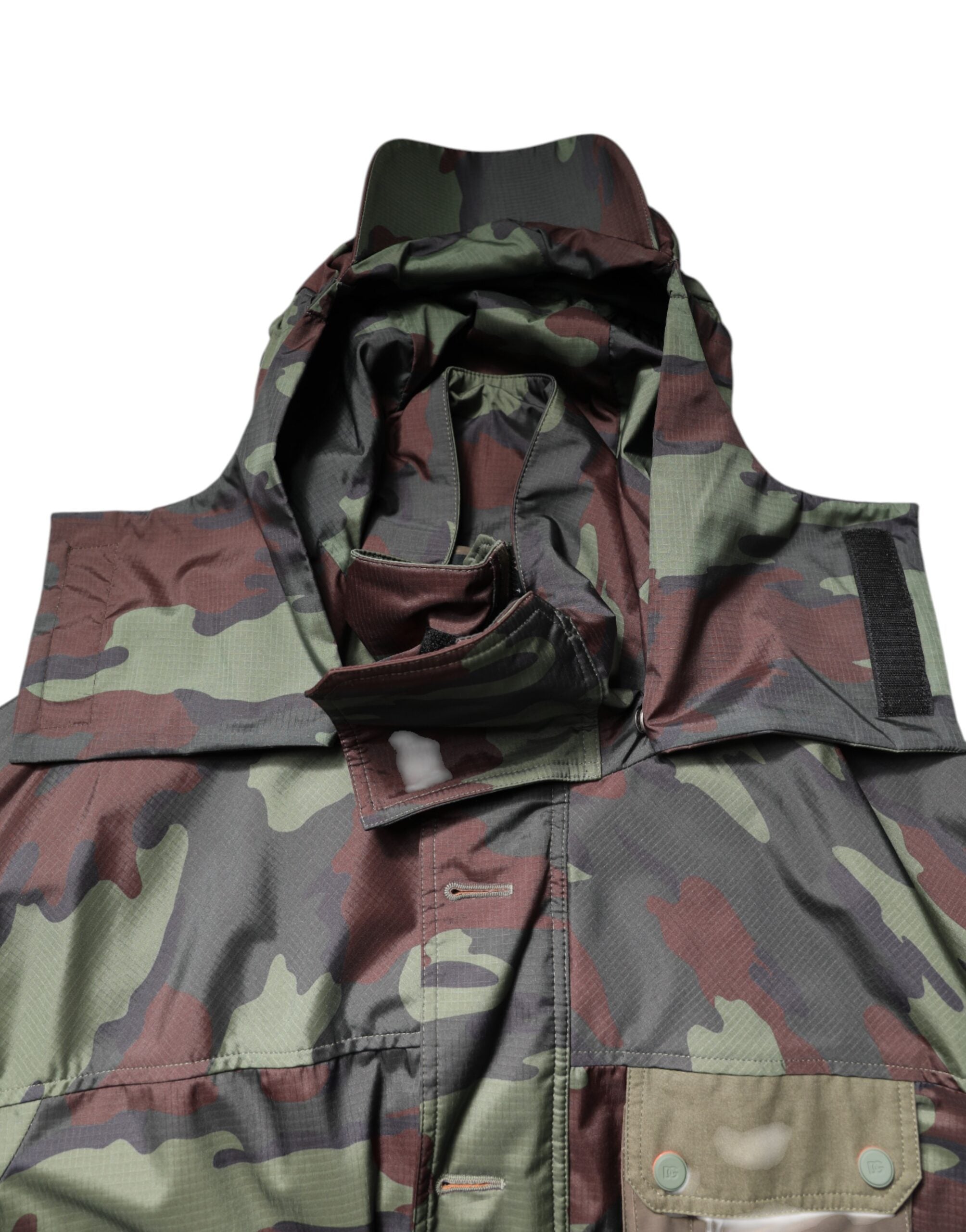 Dolce &amp; Gabbana – Mehrfarbige Camouflage-Kapuzenjacke mit Knöpfen