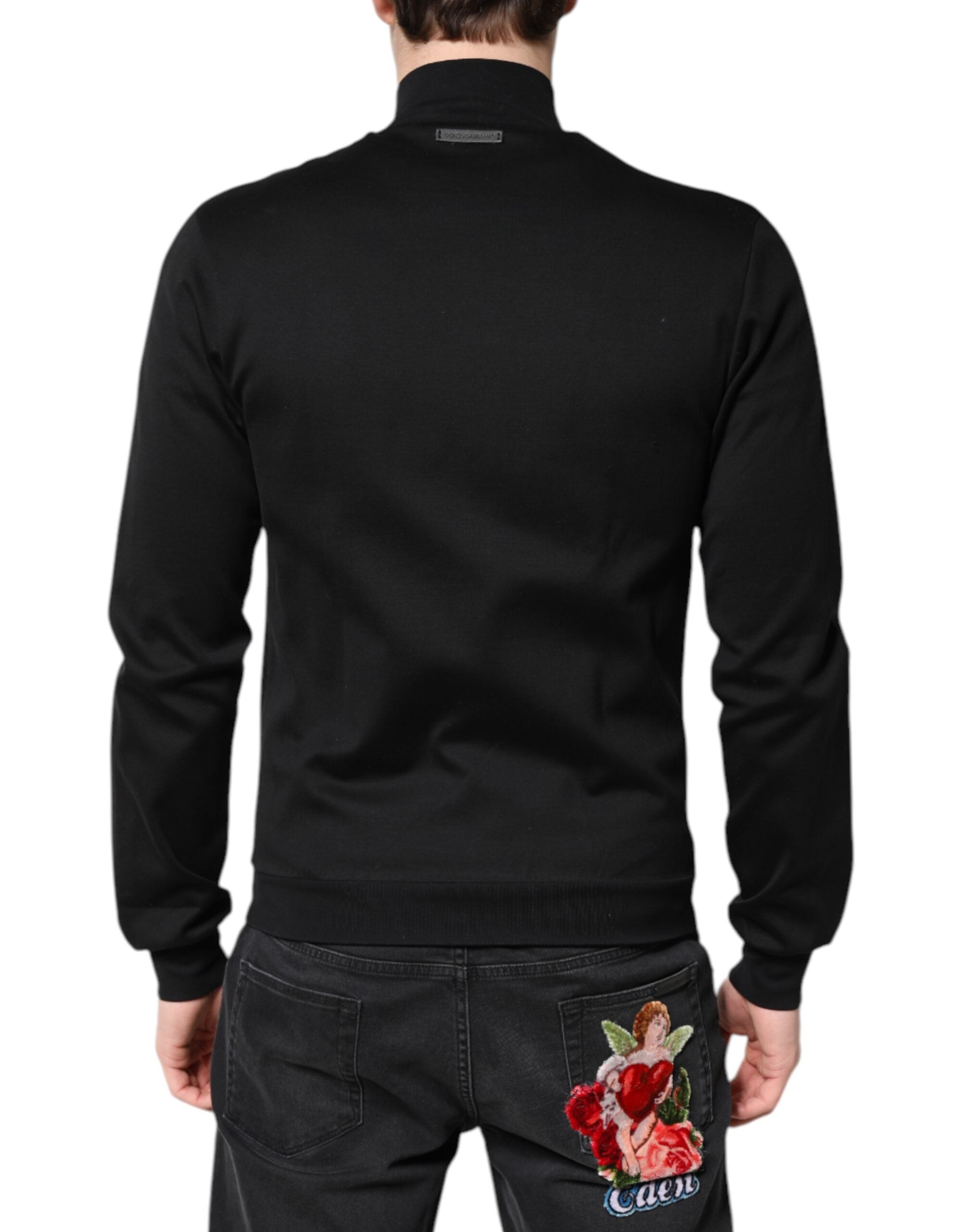 Dolce &amp; Gabbana – Schwarze Bomberjacke aus Baumwolle mit durchgehendem Reißverschluss und Logo