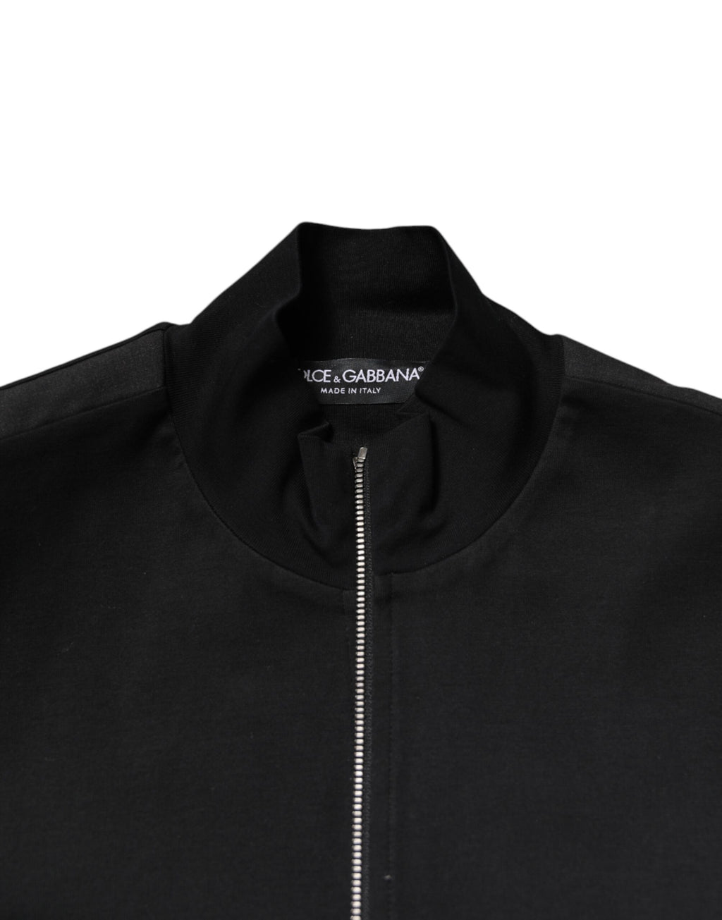 Dolce &amp; Gabbana – Schwarze Bomberjacke aus Baumwolle mit durchgehendem Reißverschluss und Logo