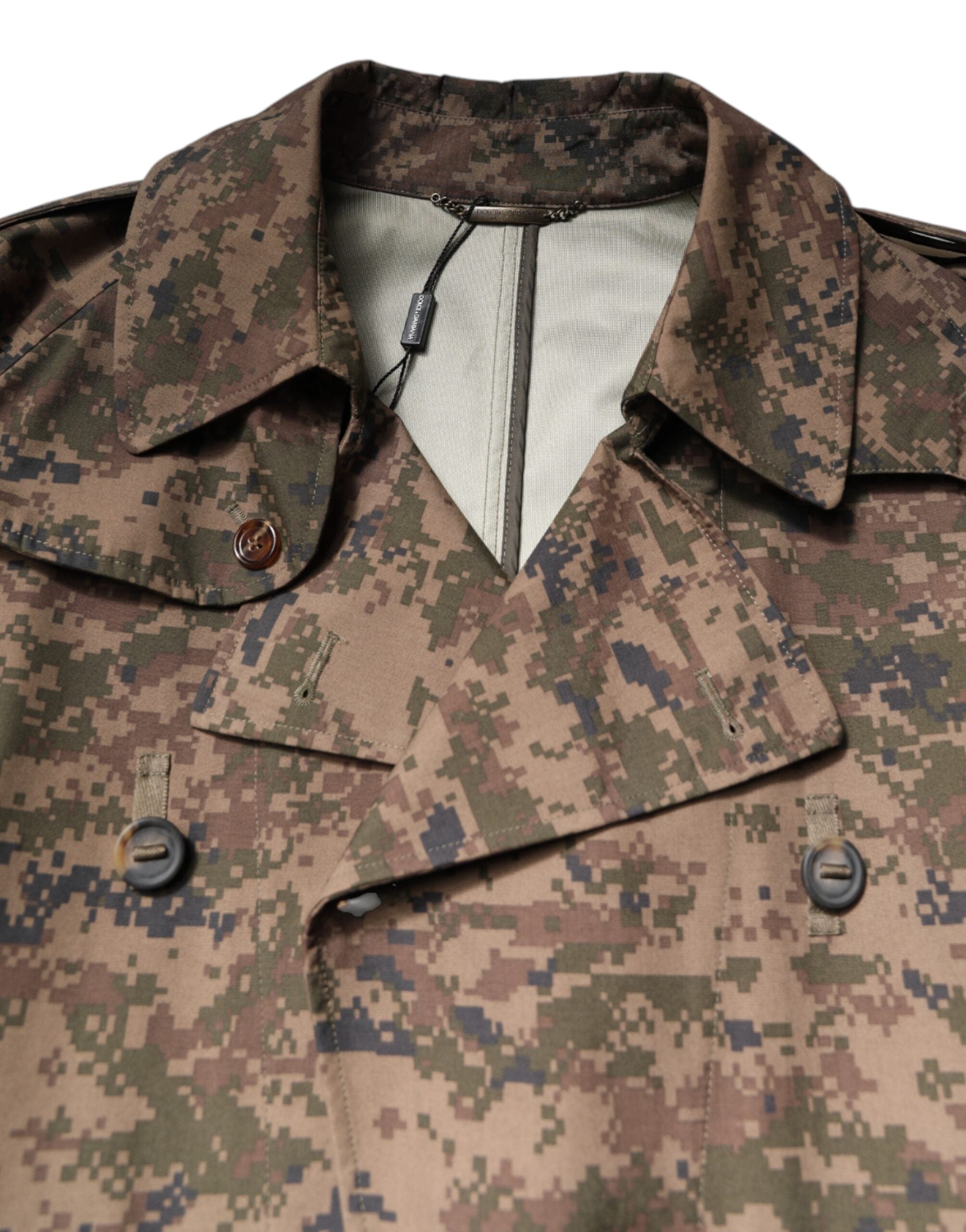 Dolce &amp; Gabbana – Mehrfarbige, zweireihige Manteljacke mit Camouflage-Muster