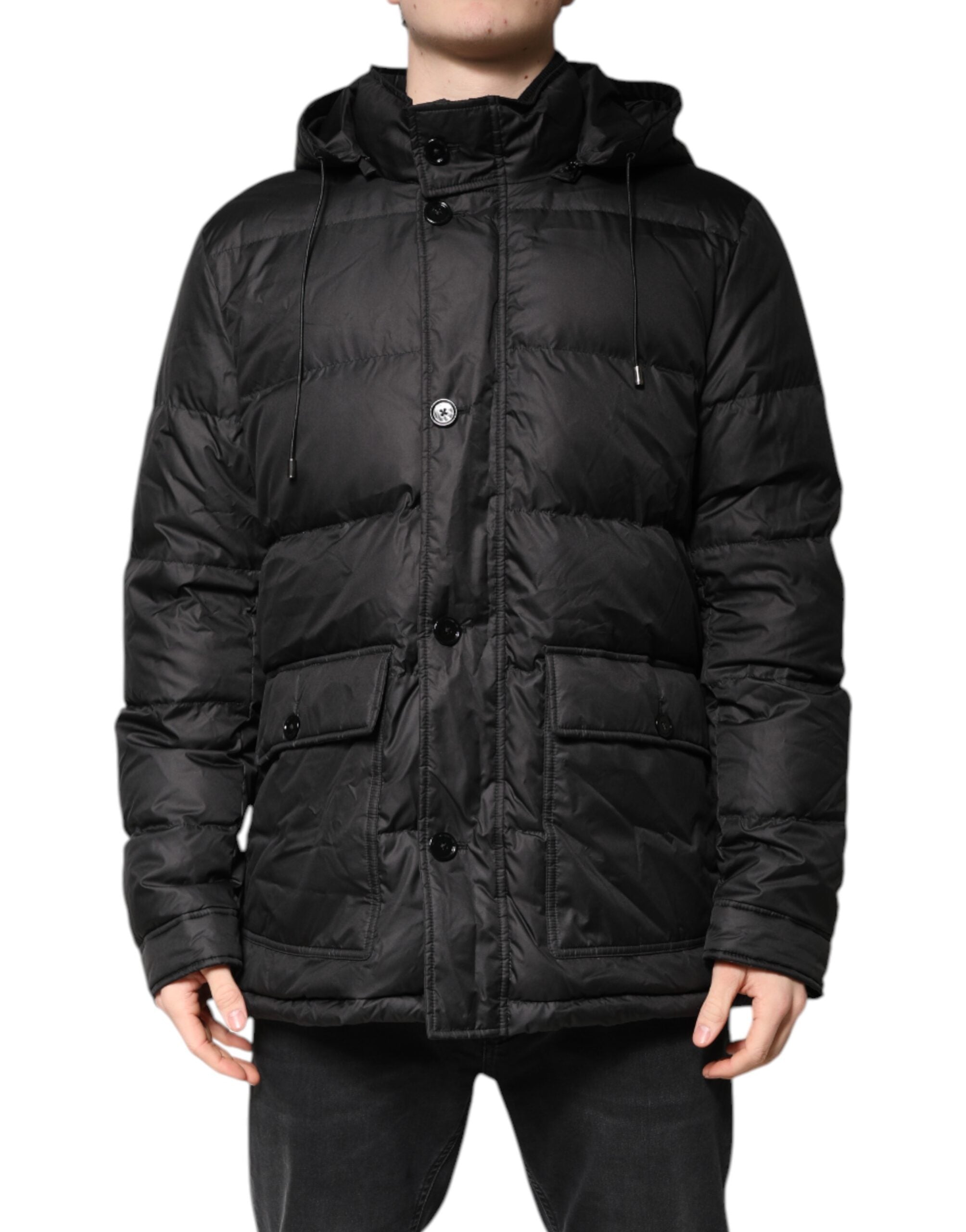 Dolce &amp; Gabbana Schwarzer Parka mit Kapuze, Winterjacke