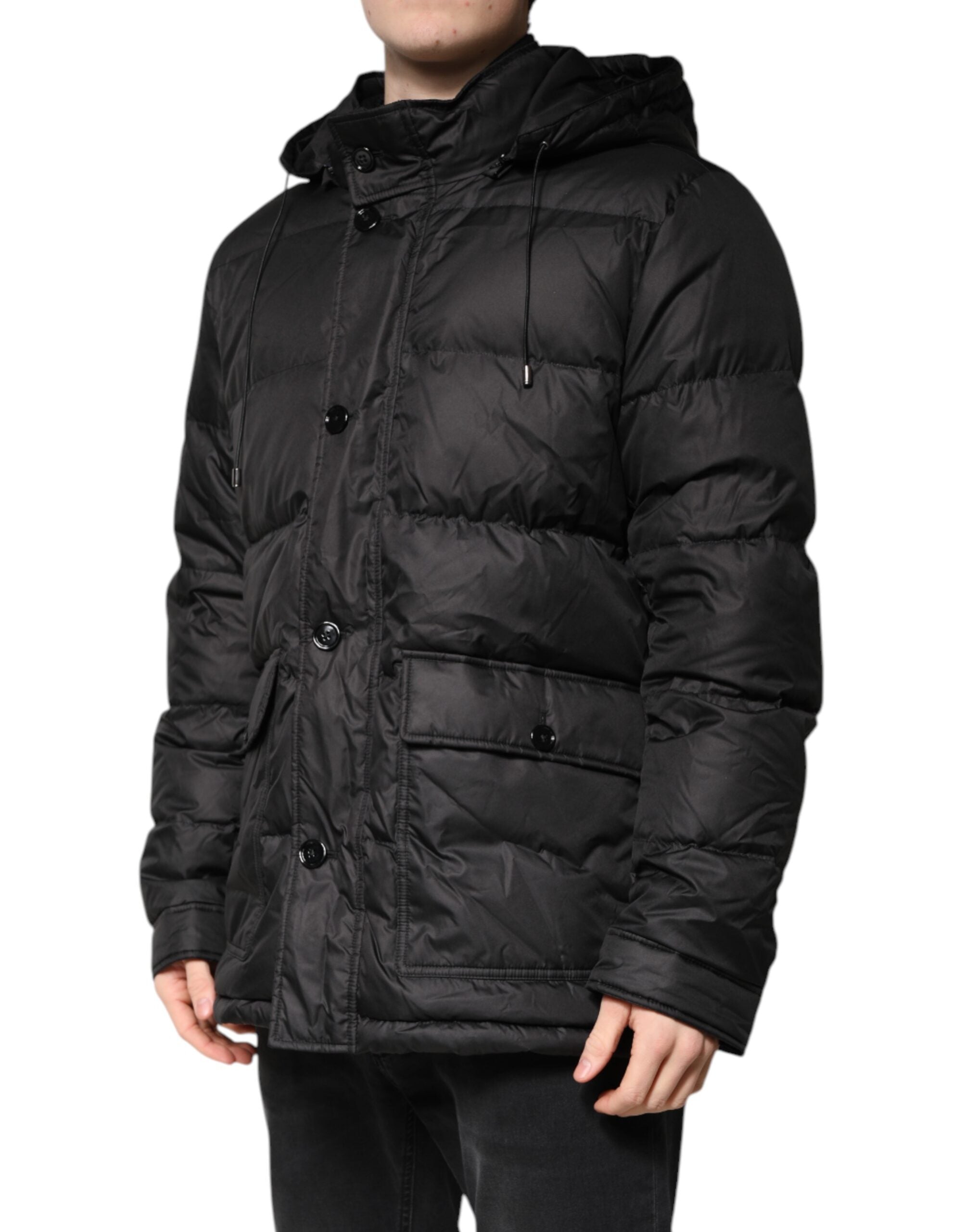 Dolce &amp; Gabbana Schwarzer Parka mit Kapuze, Winterjacke