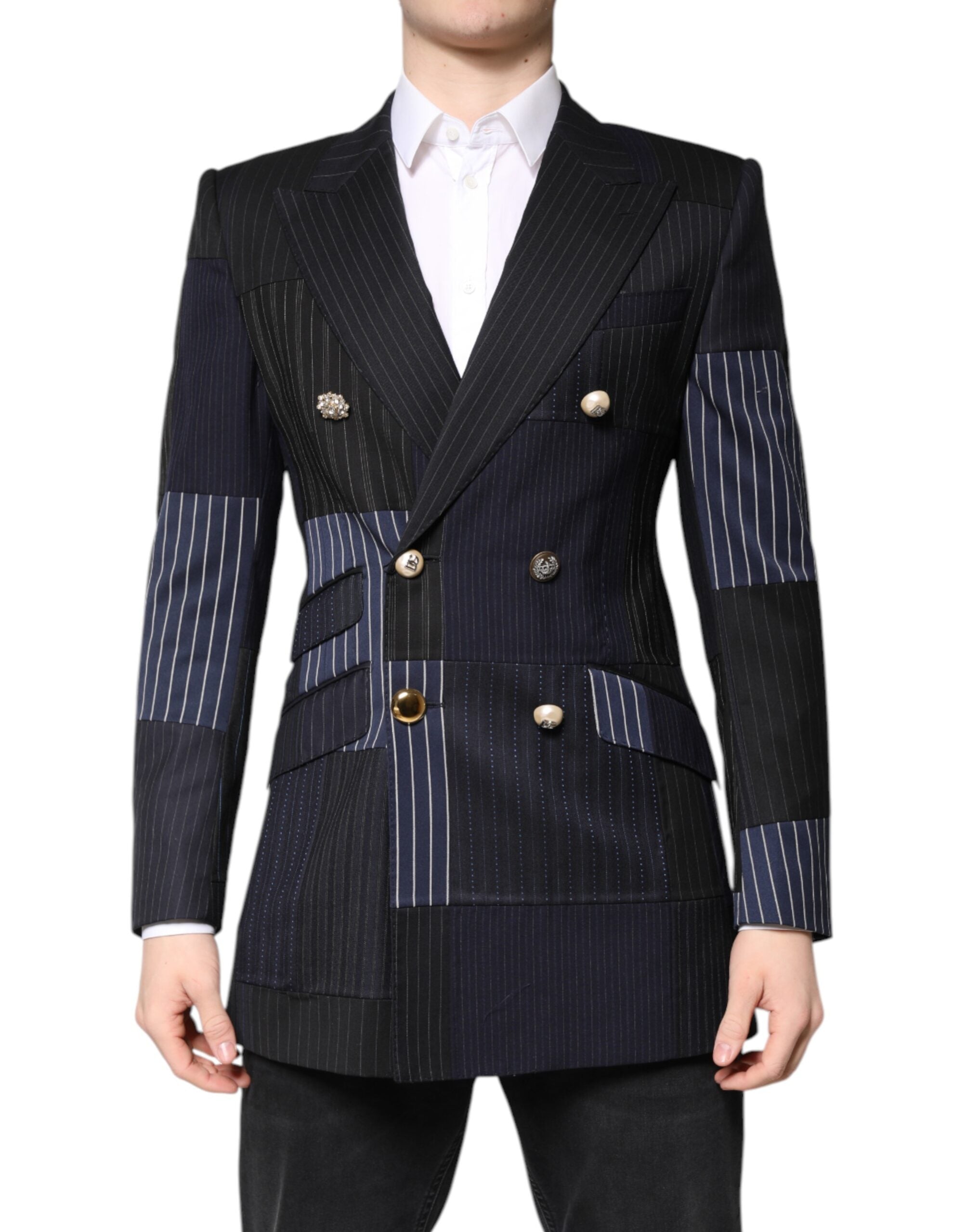 Dolce &amp; Gabbana Veste Patchwork Multicolore Manteau Costume Blazer