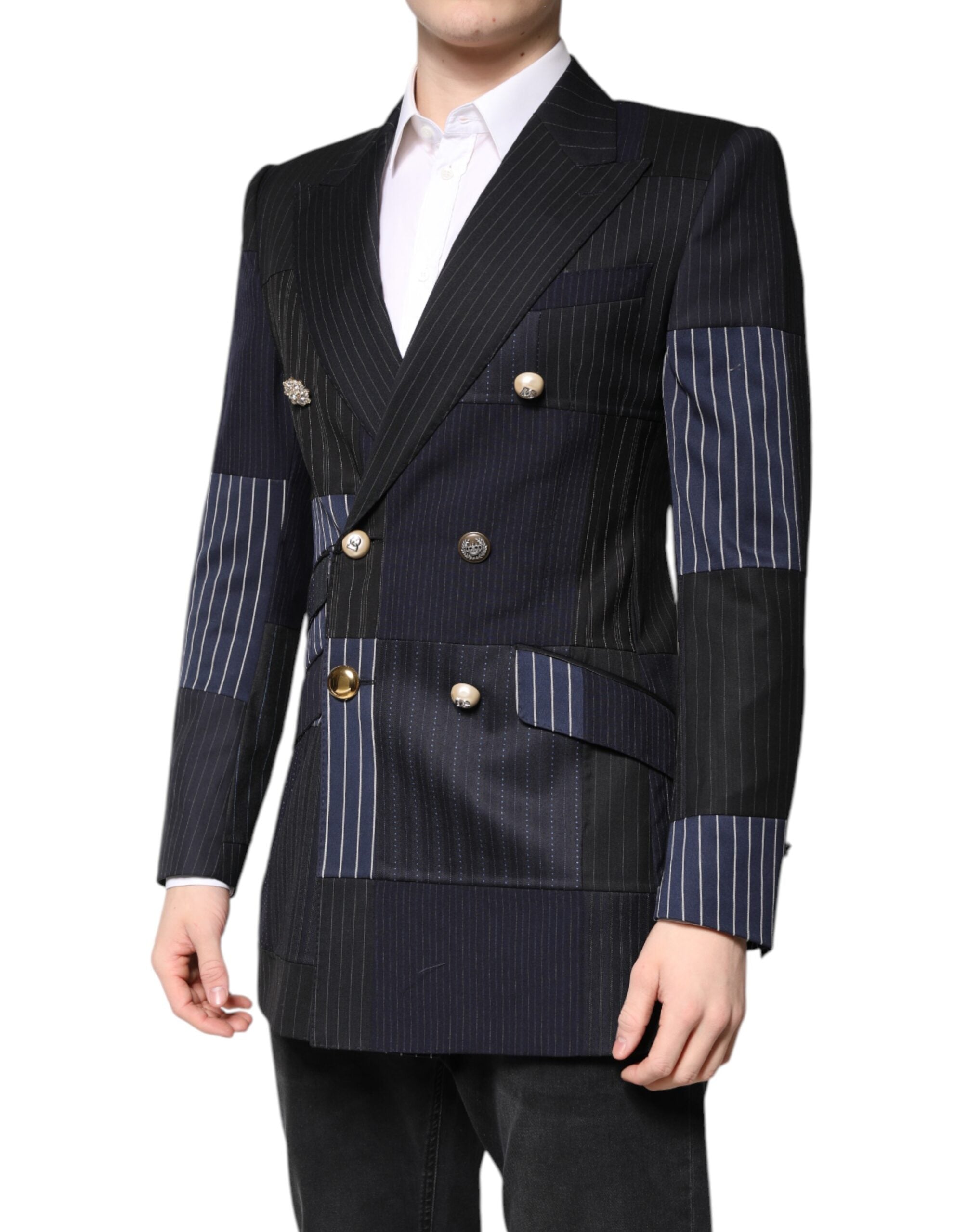 Dolce &amp; Gabbana Veste Patchwork Multicolore Manteau Costume Blazer