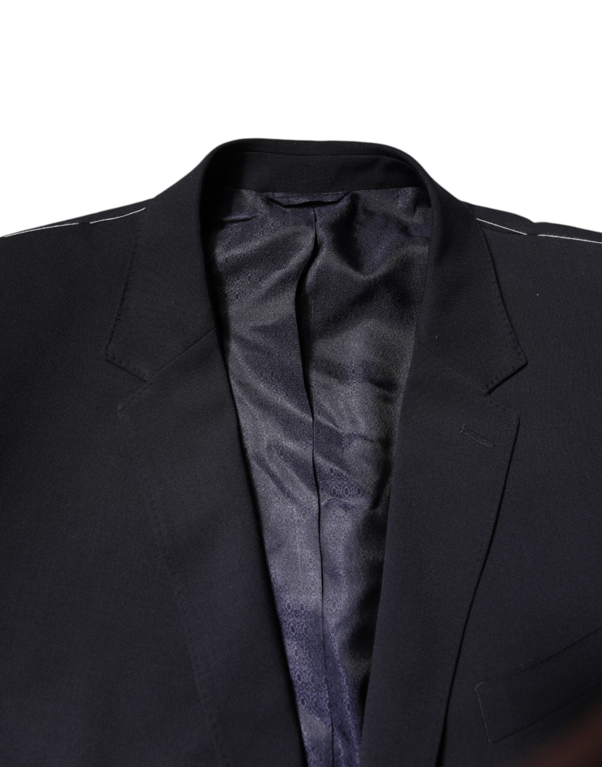 Blazer simple boutonnage en laine bleu foncé Dolce &amp; Gabbana