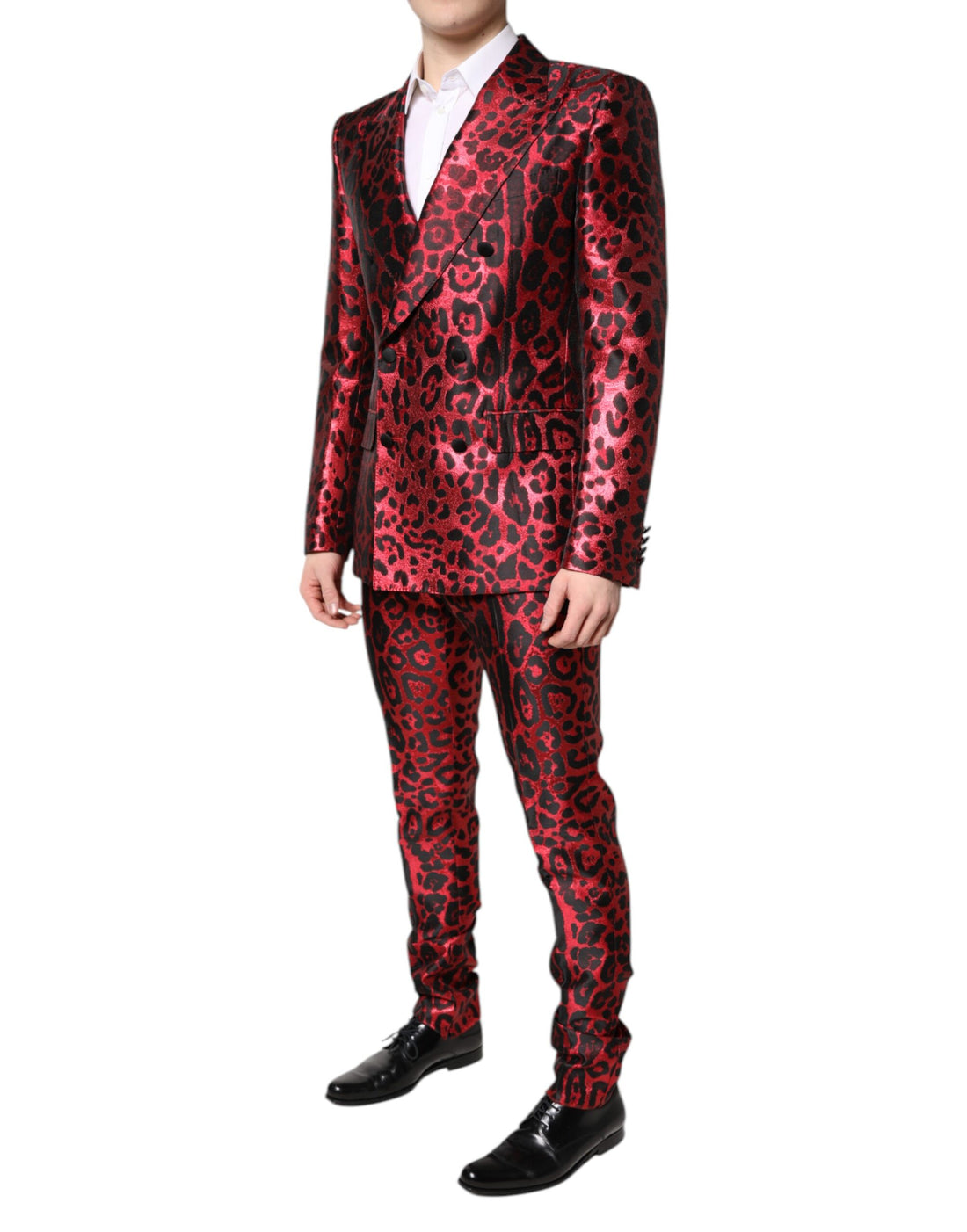 Dolce & Gabbana Red Leopard Double Breasted 2 Piece Suit