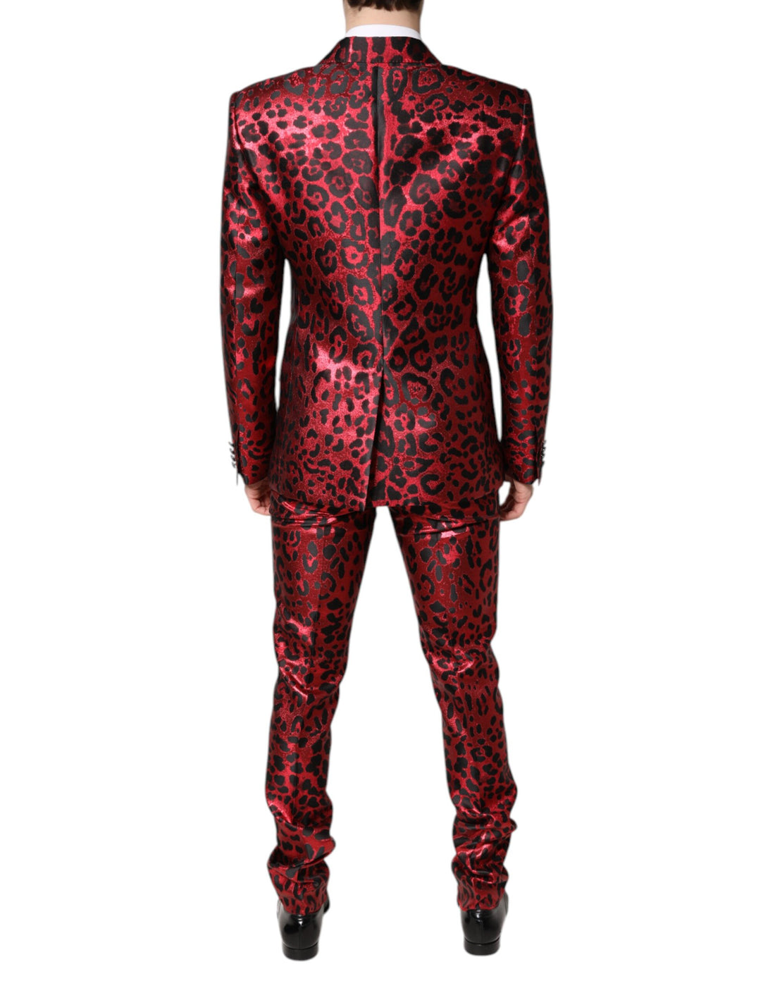 Dolce & Gabbana Red Leopard Double Breasted 2 Piece Suit