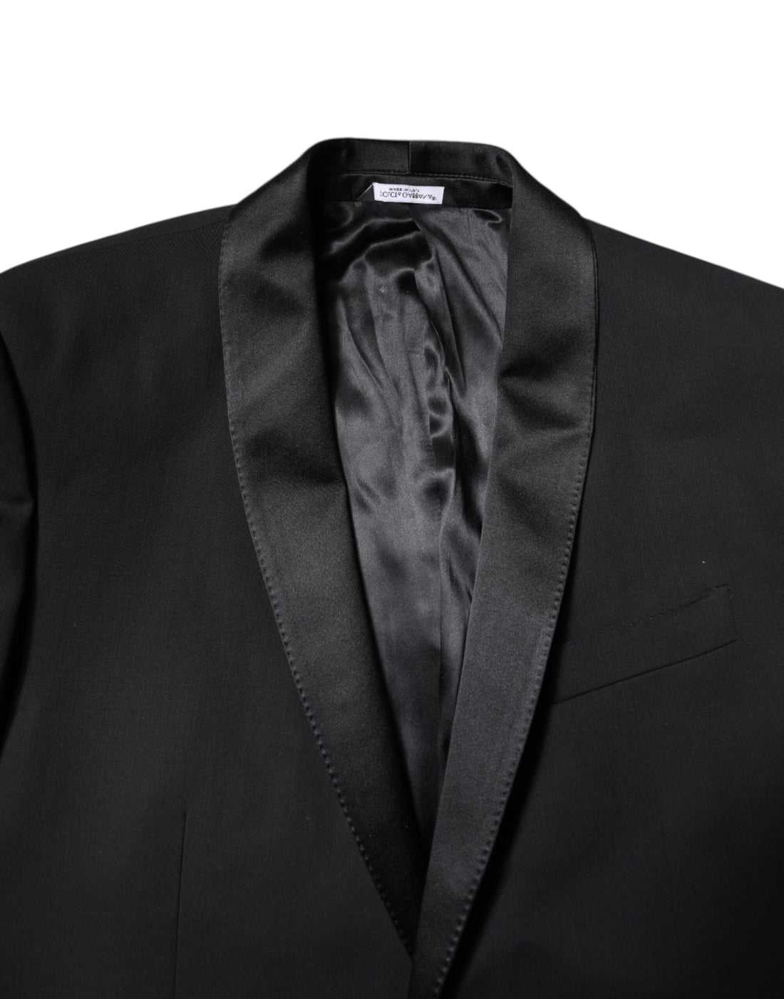 Dolce &amp; Gabbana – Schwarzer, einreihiger, zweiteiliger Anzug aus Wolle