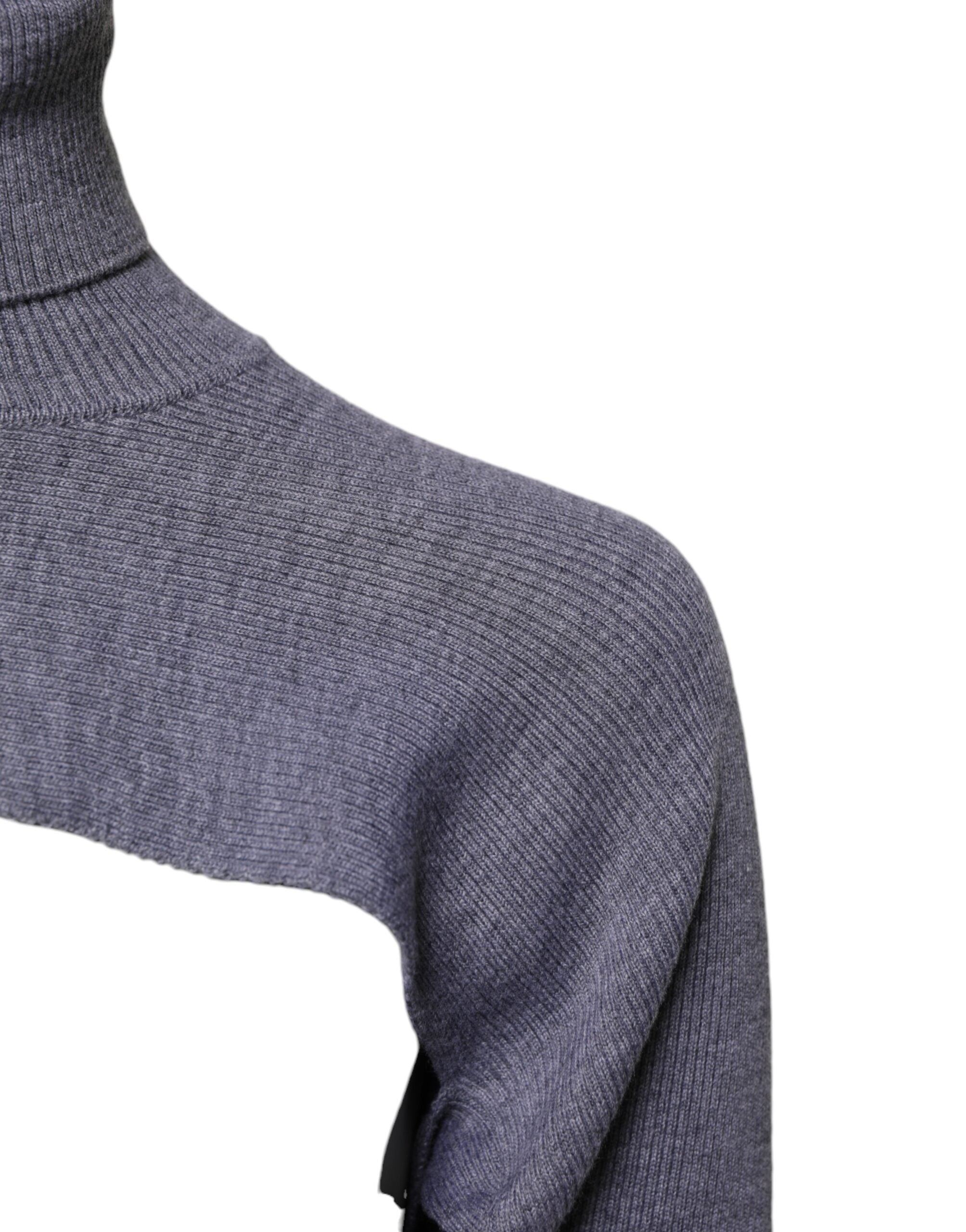 Dolce &amp; Gabbana – Grauer Rollkragenpullover aus Wollstrick
