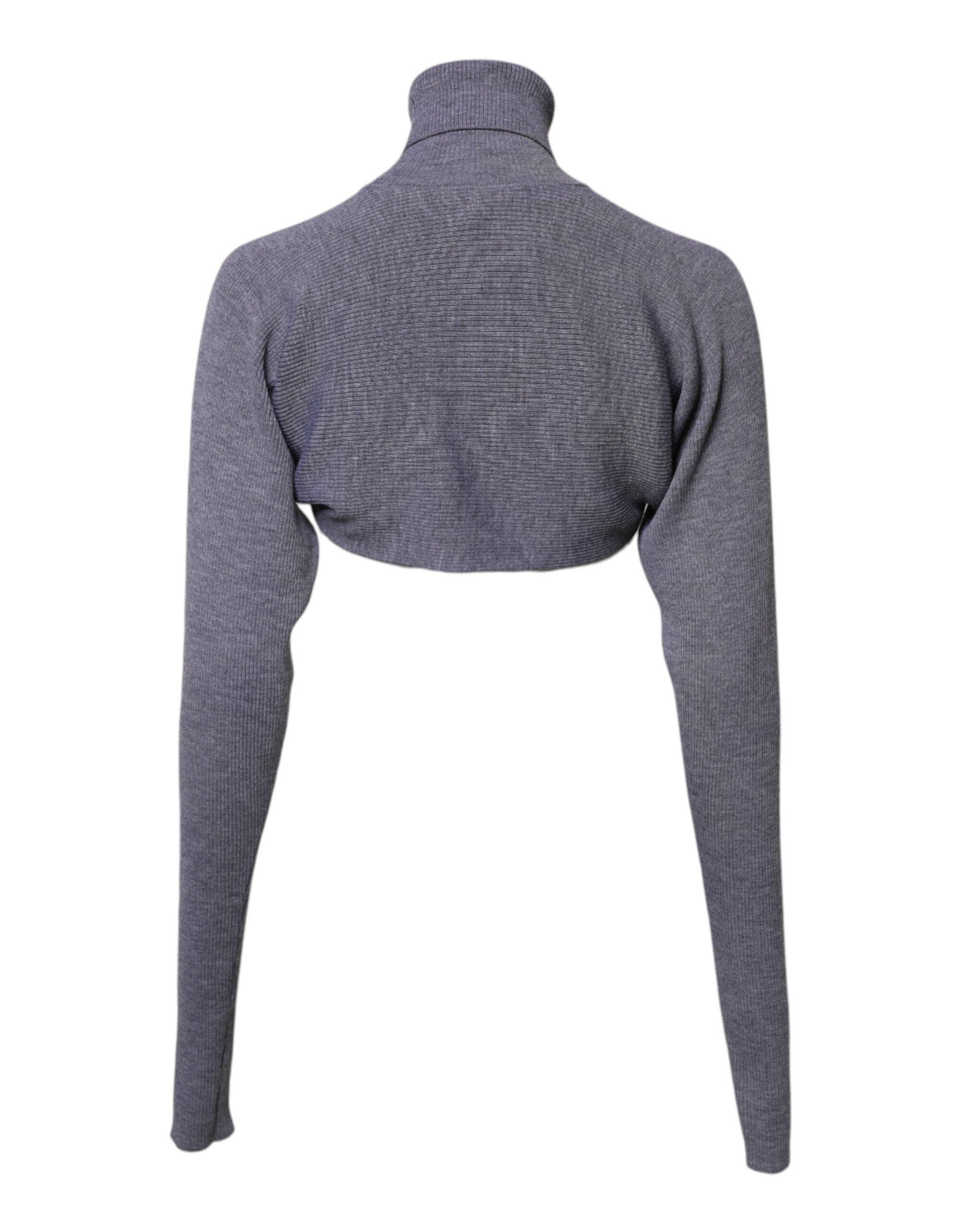 Dolce &amp; Gabbana – Grauer Rollkragenpullover aus Wollstrick