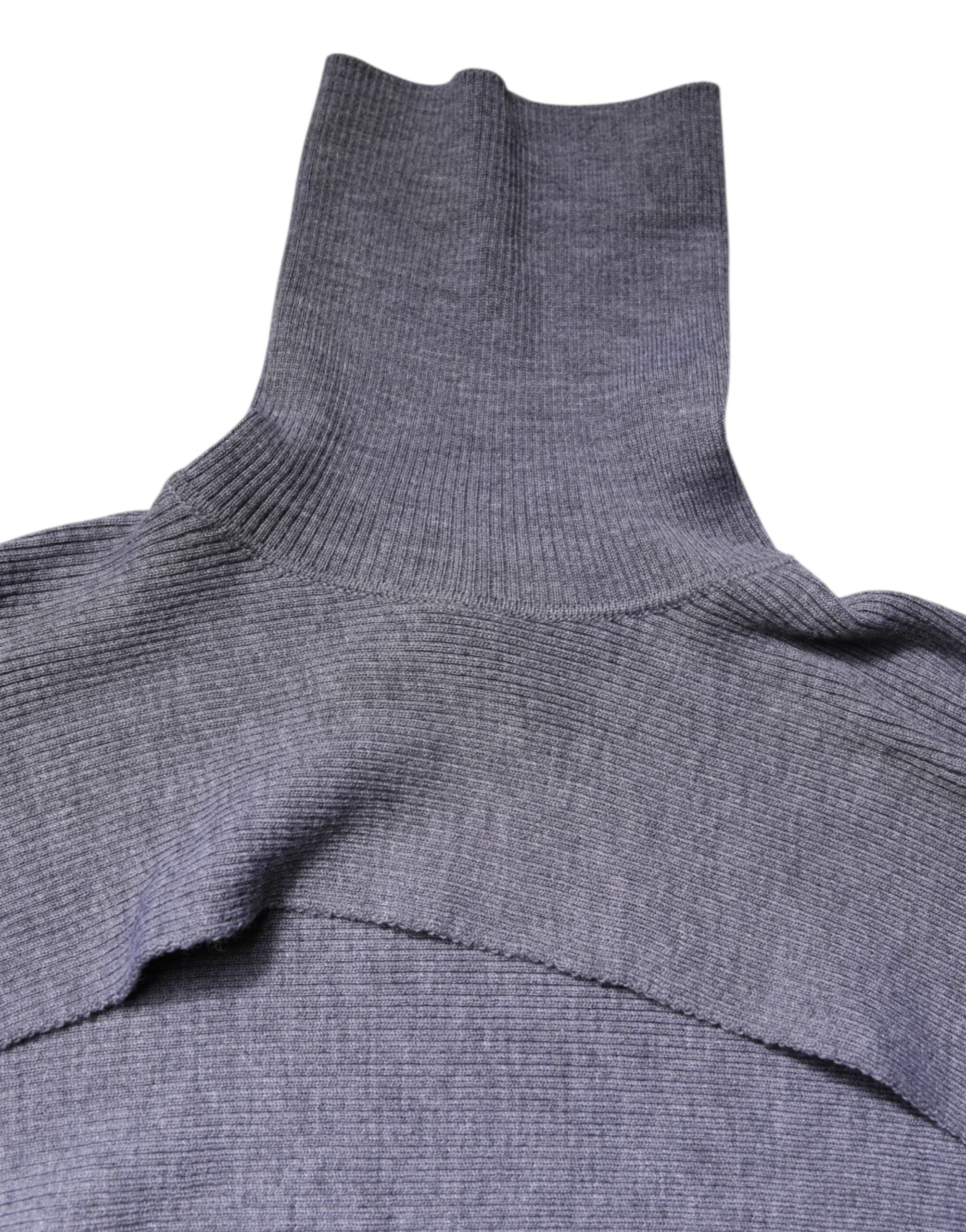 Dolce &amp; Gabbana – Grauer Rollkragenpullover aus Wollstrick